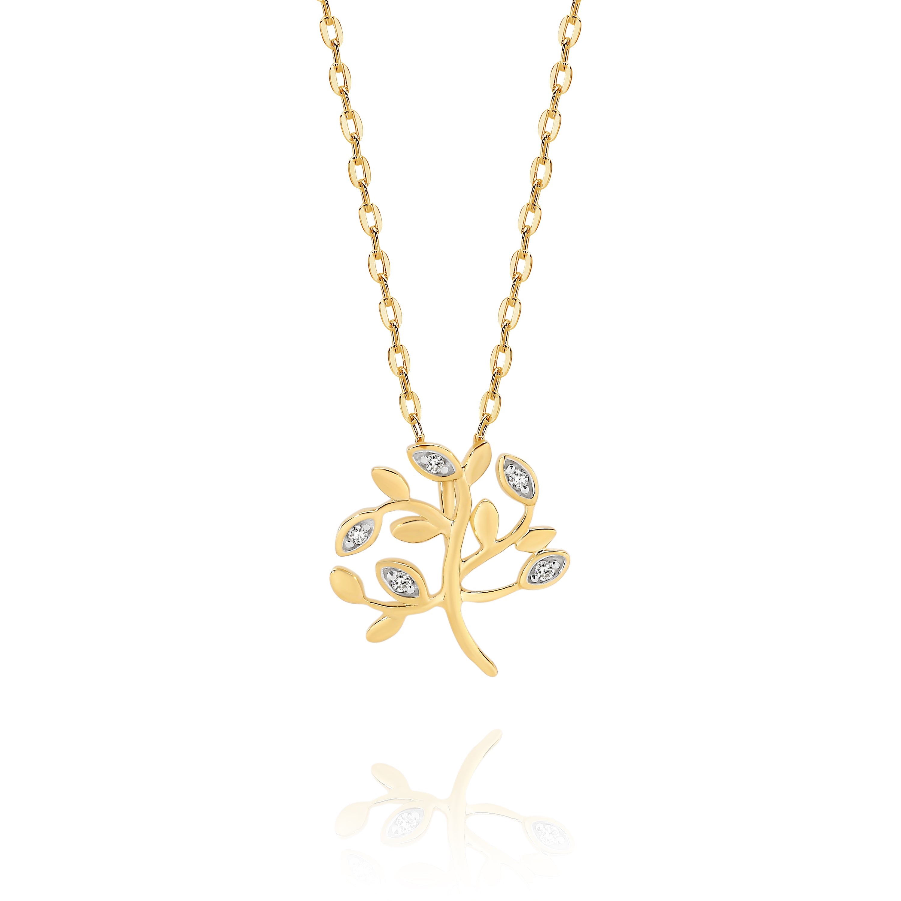 9ct gold diamond tree of life pendant