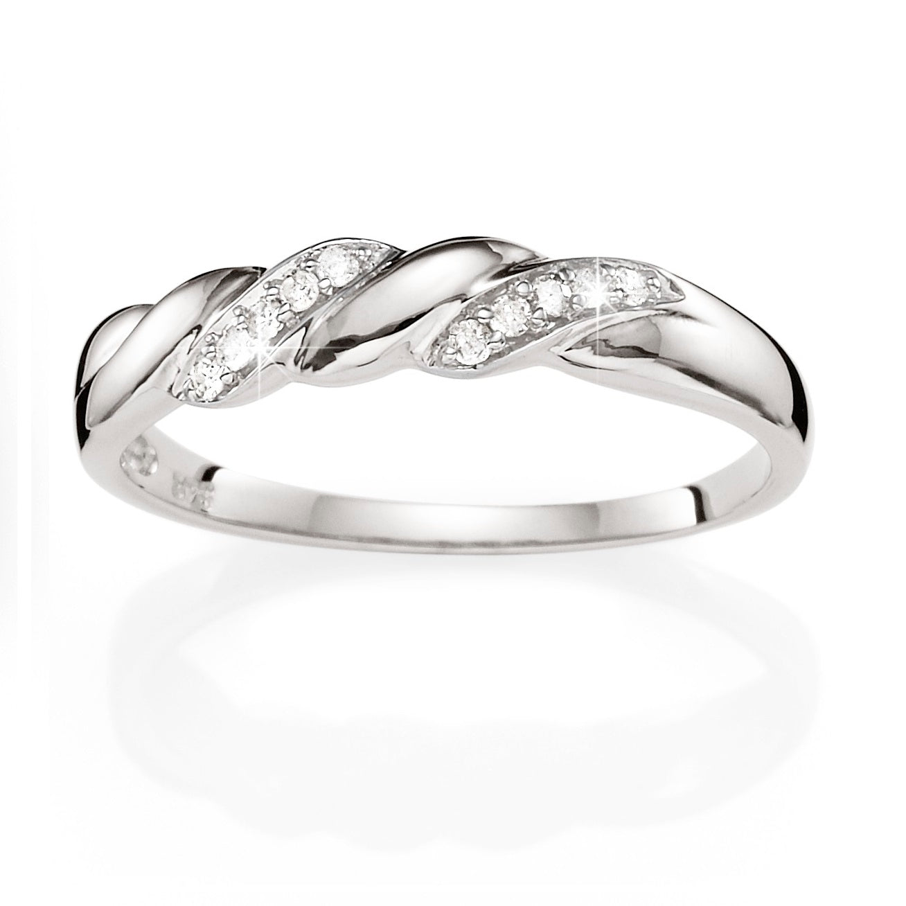 9ct white gold diamond twist ring