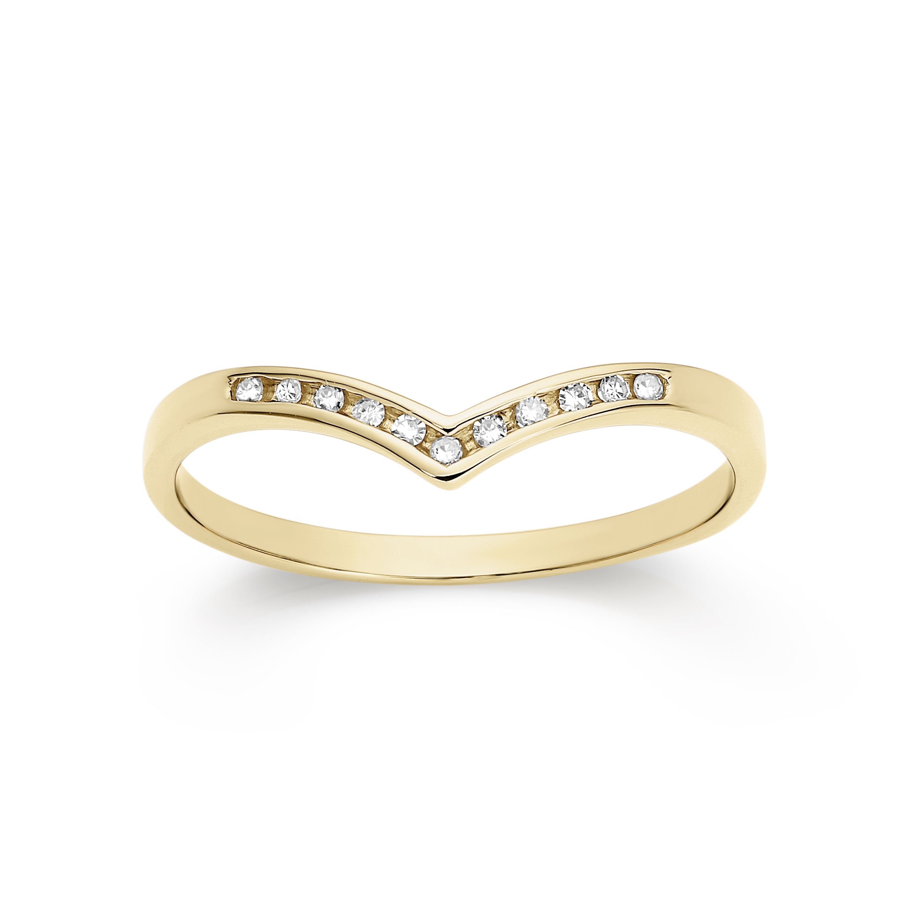 9ct gold channel set diamond wish ring