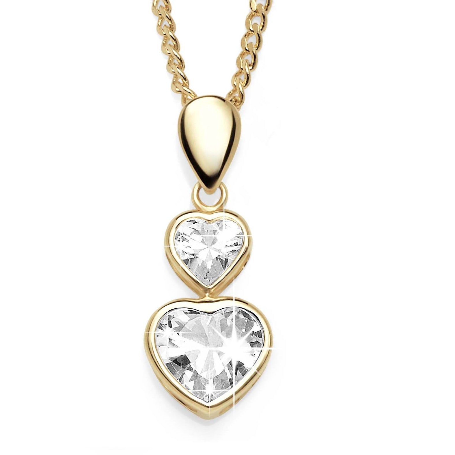9ct gold double bezel set heart pendant