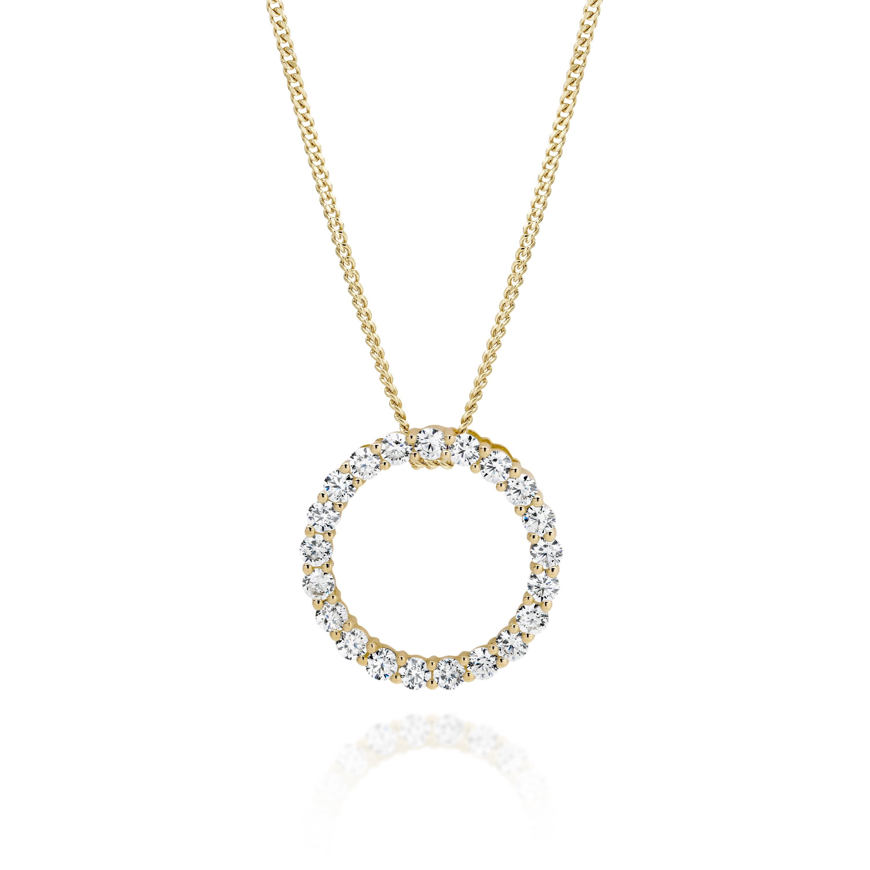 9ct gold stone set circle pendant