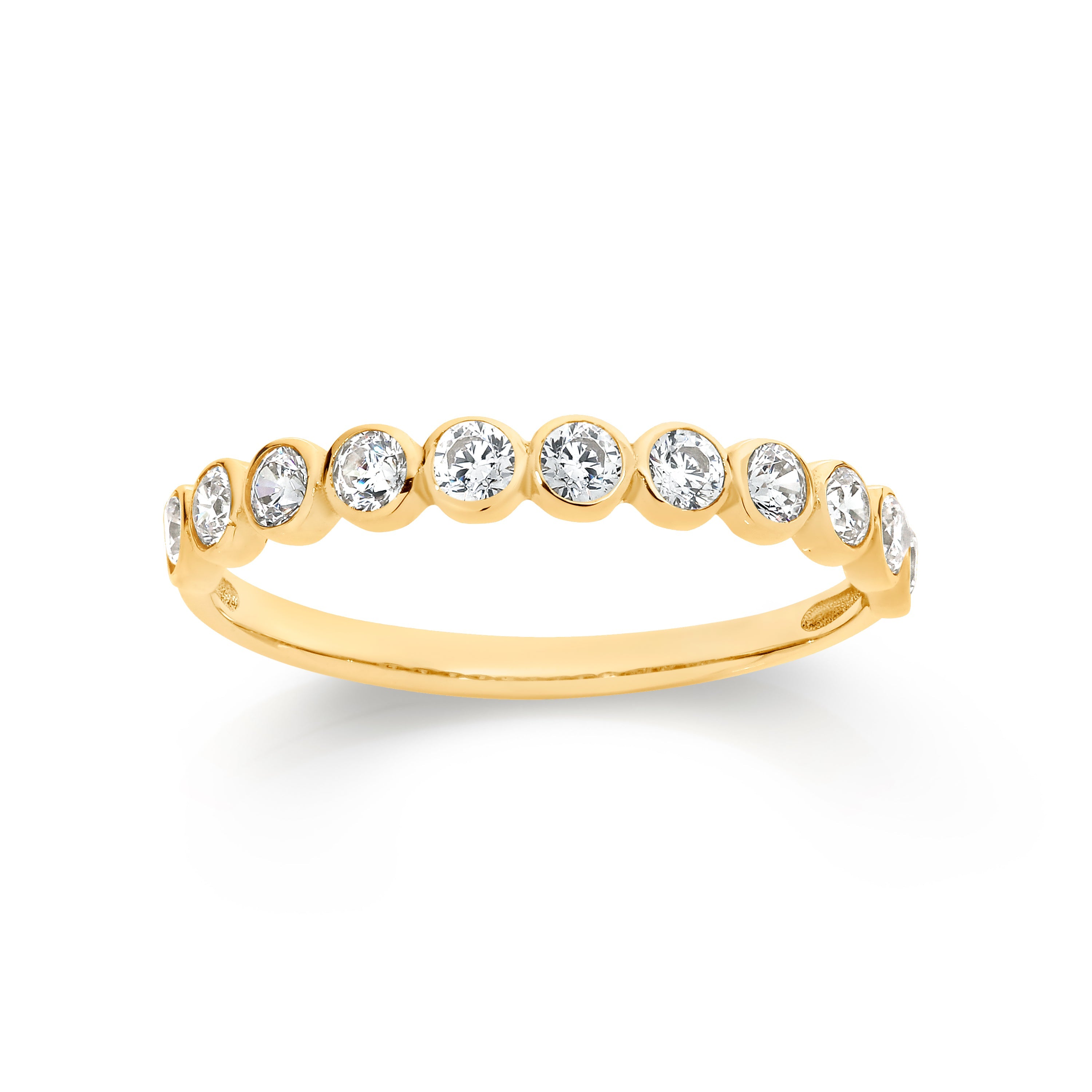 9ct gold CZ bezel band ring