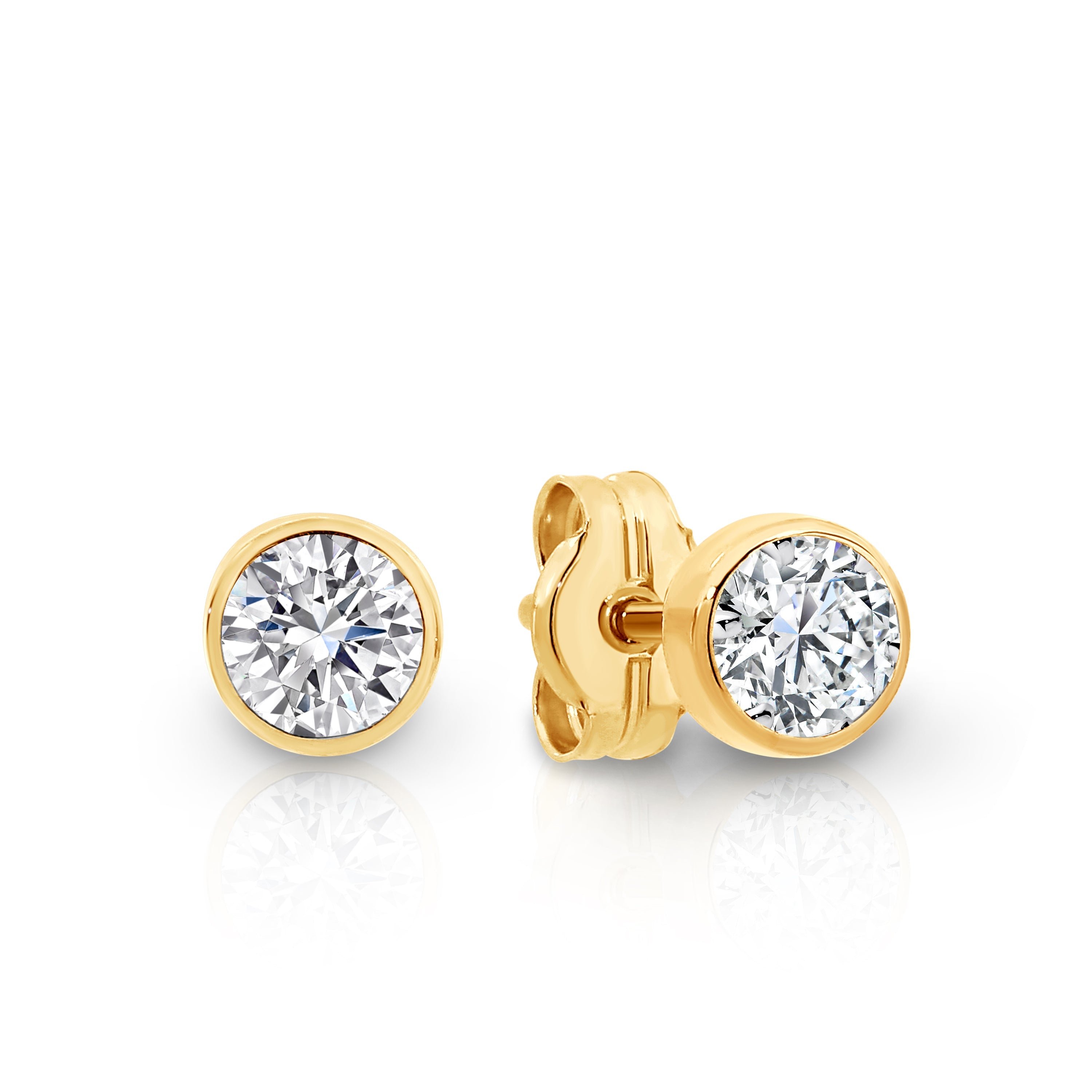 9ct gold round stone bezel set studs 4mm