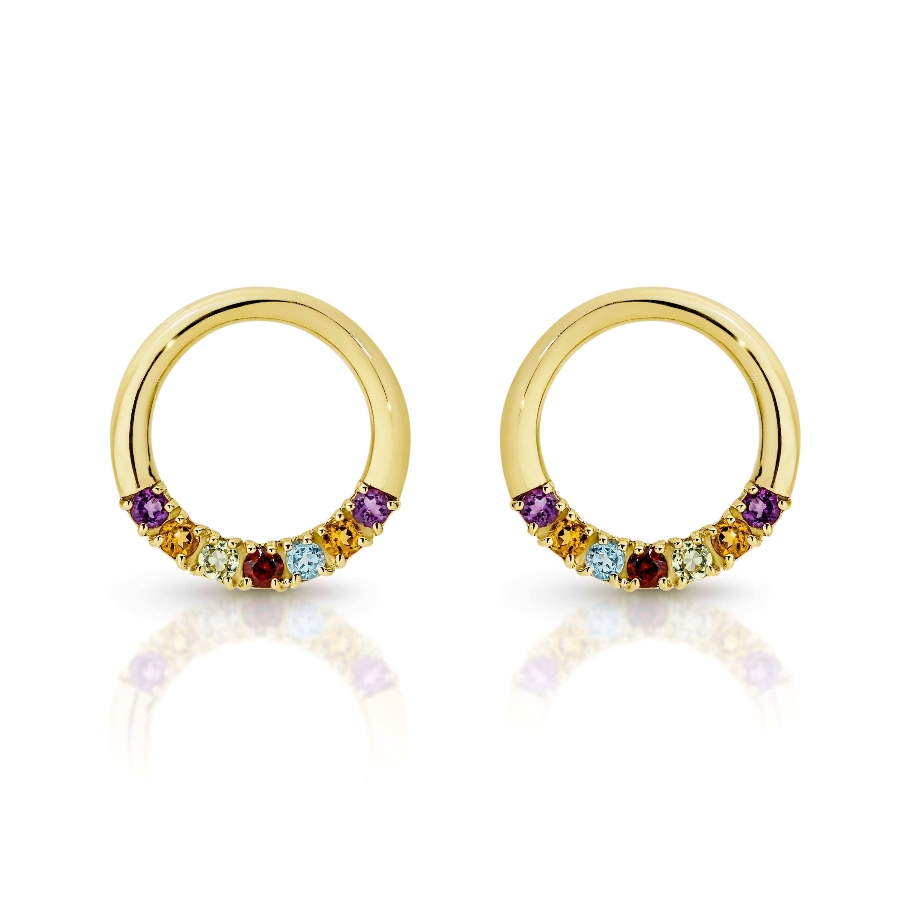9ct multicolour gemstone cricle studs