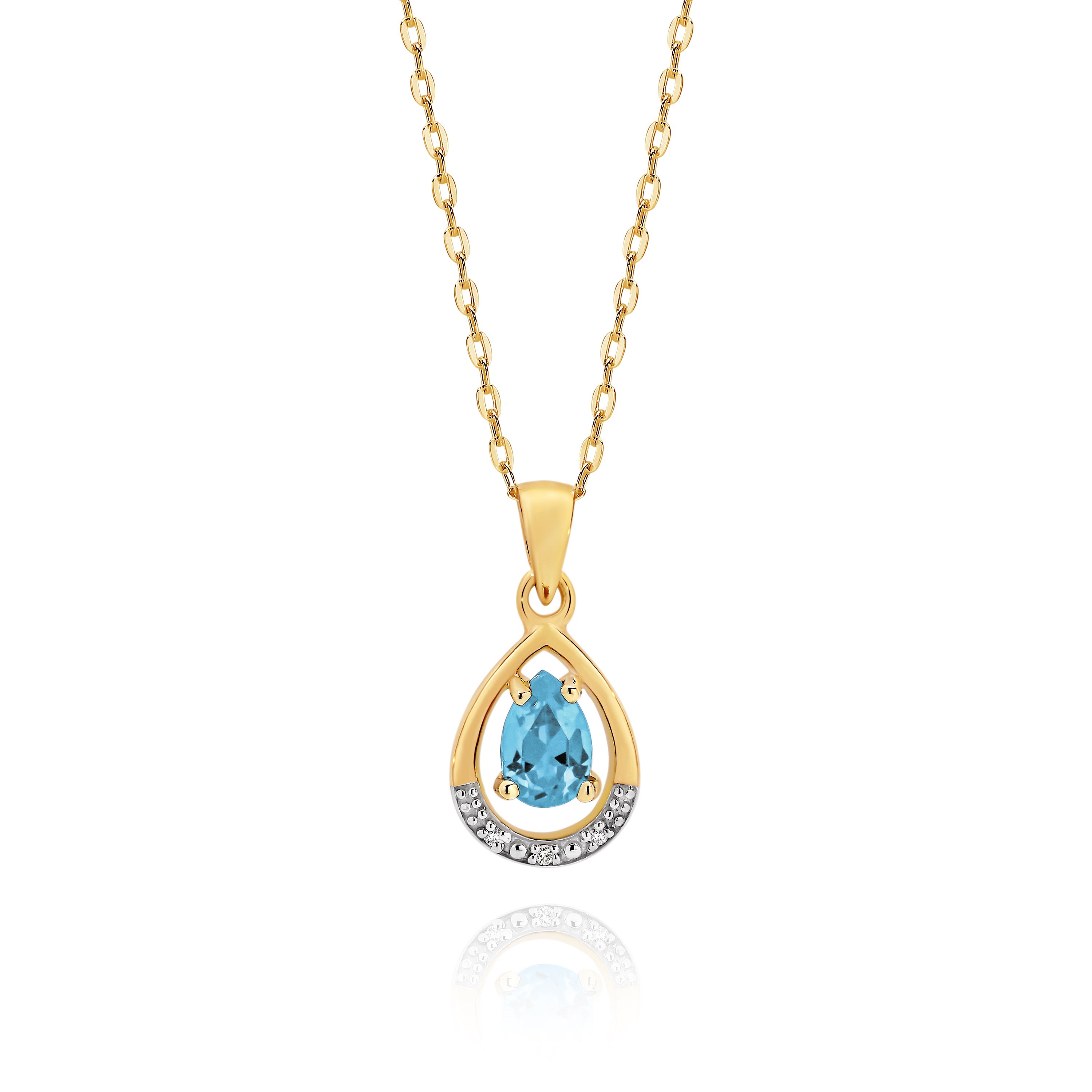 9ct gold blue topaz & diamond pendant