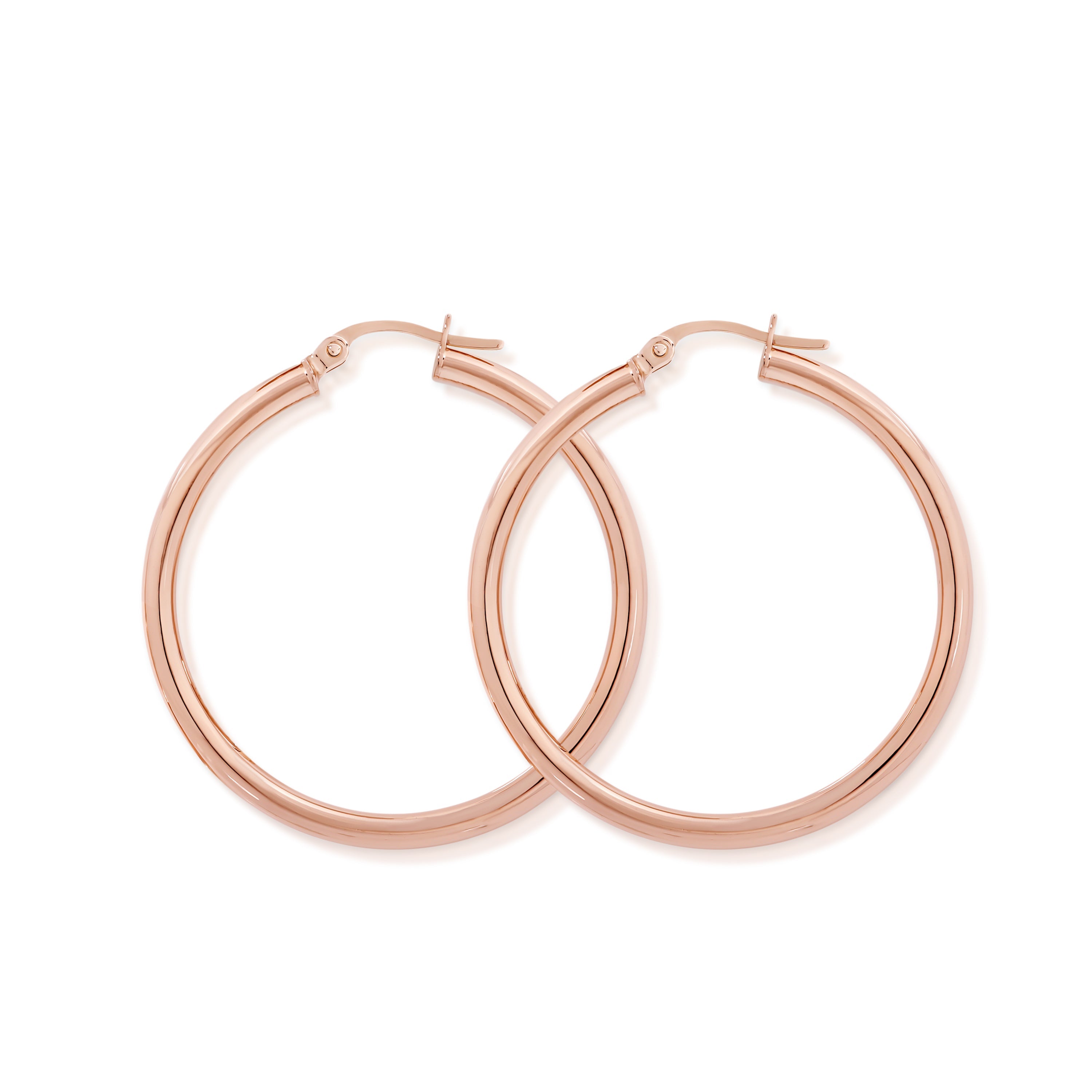 9ct rose gold polished hoops (30mm)
