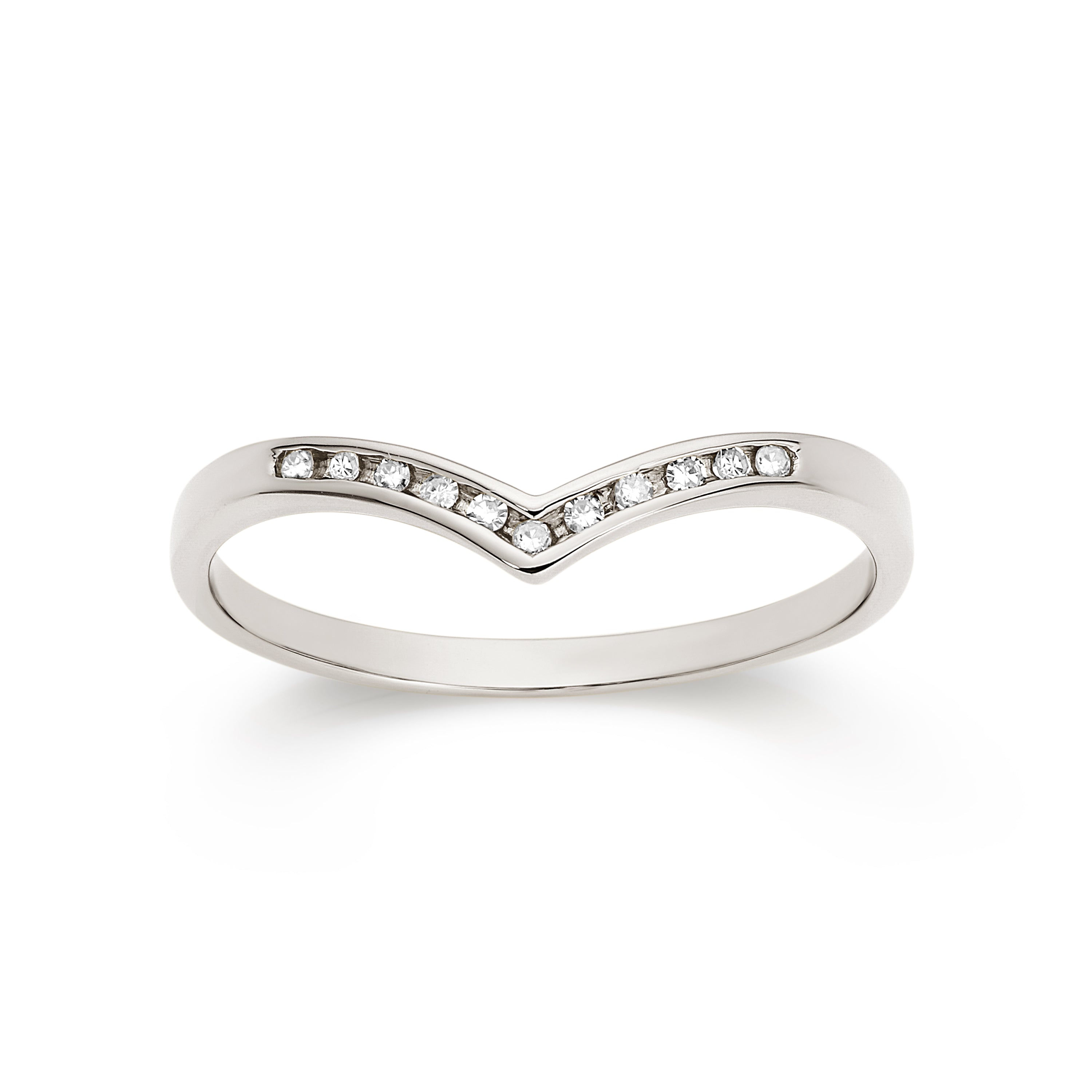 9ct white gold 0.05ct diamond wish ring