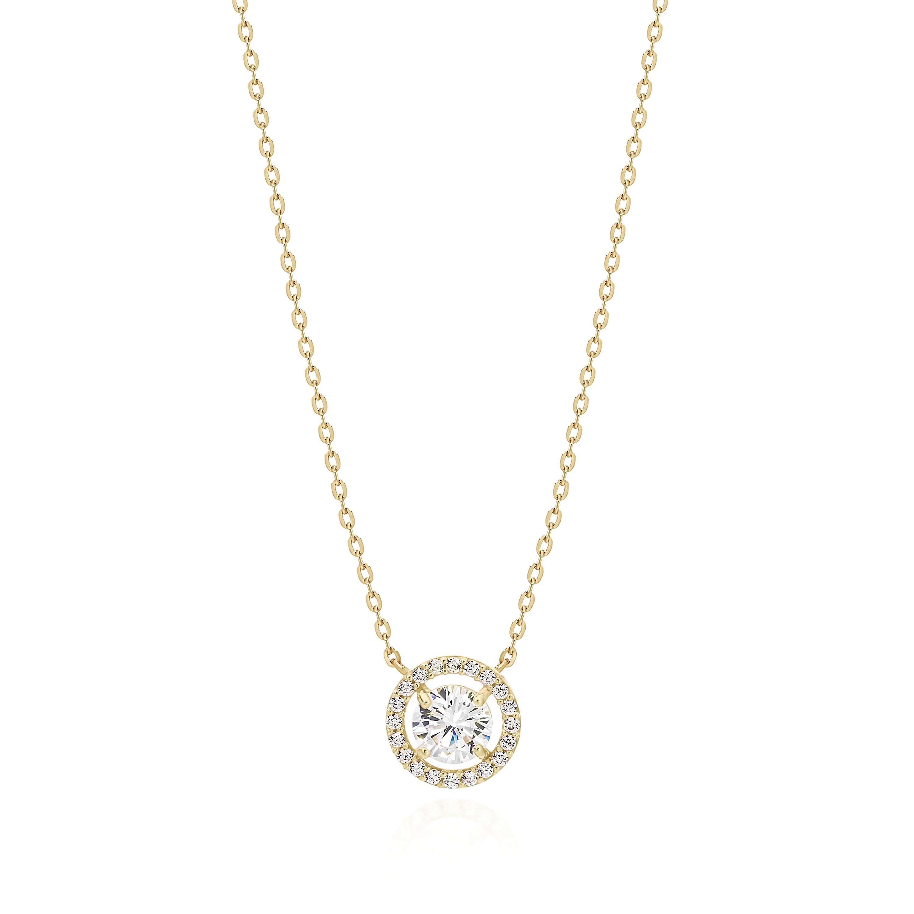9ct gold round halo necklet