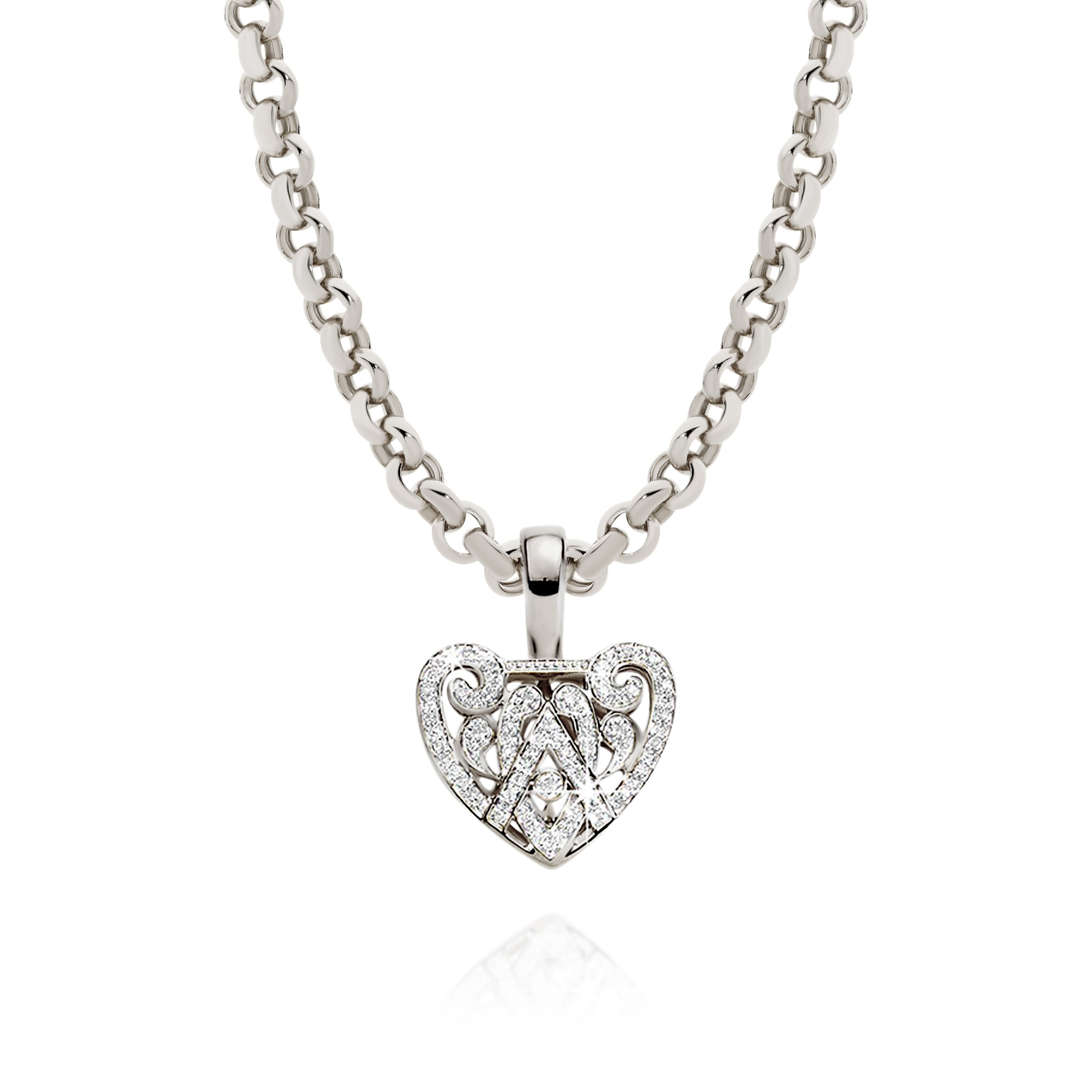 9ct white gold 0.15ct diamond heart enhancer pendant