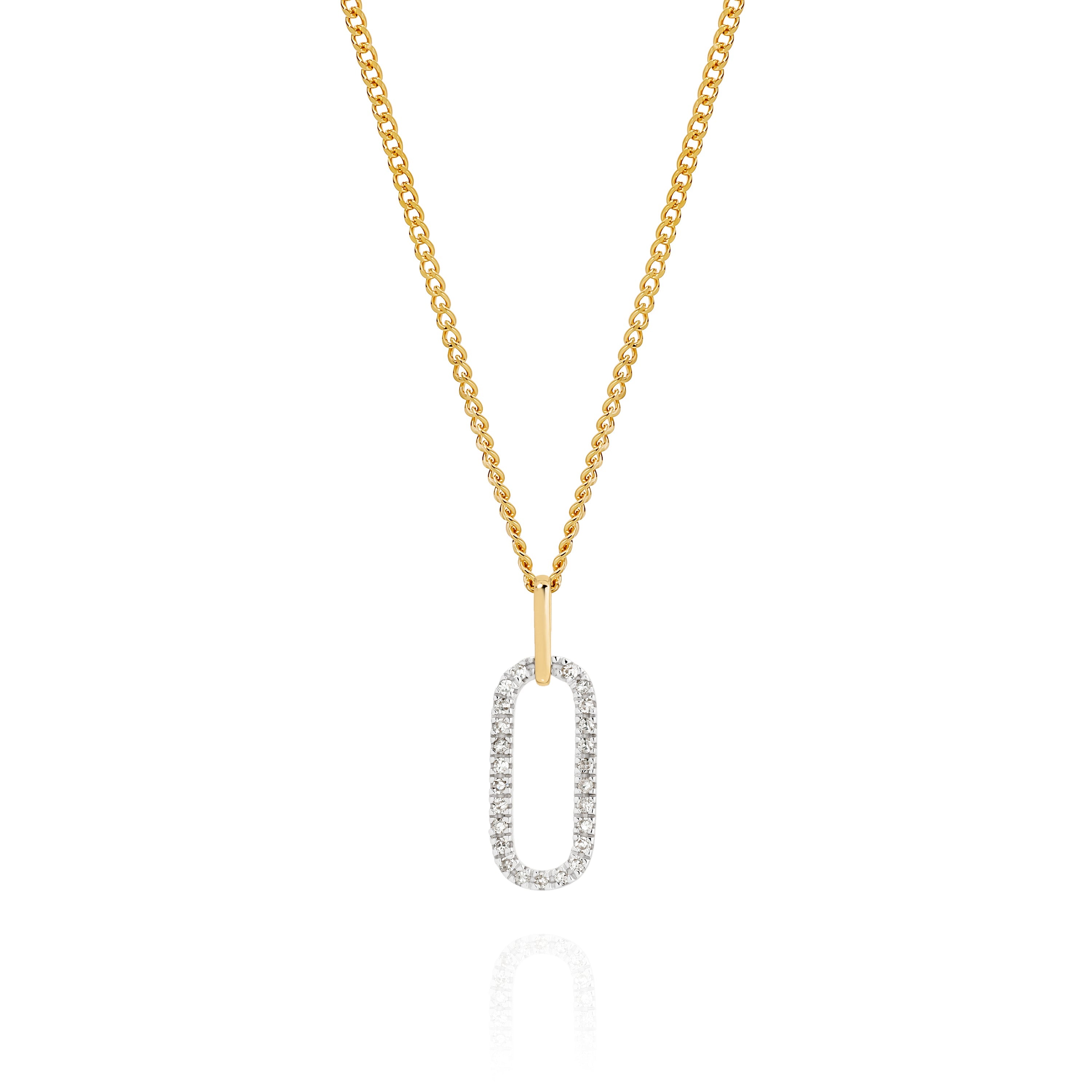 9ct 0.10ct Diamond Paperclip Pendant