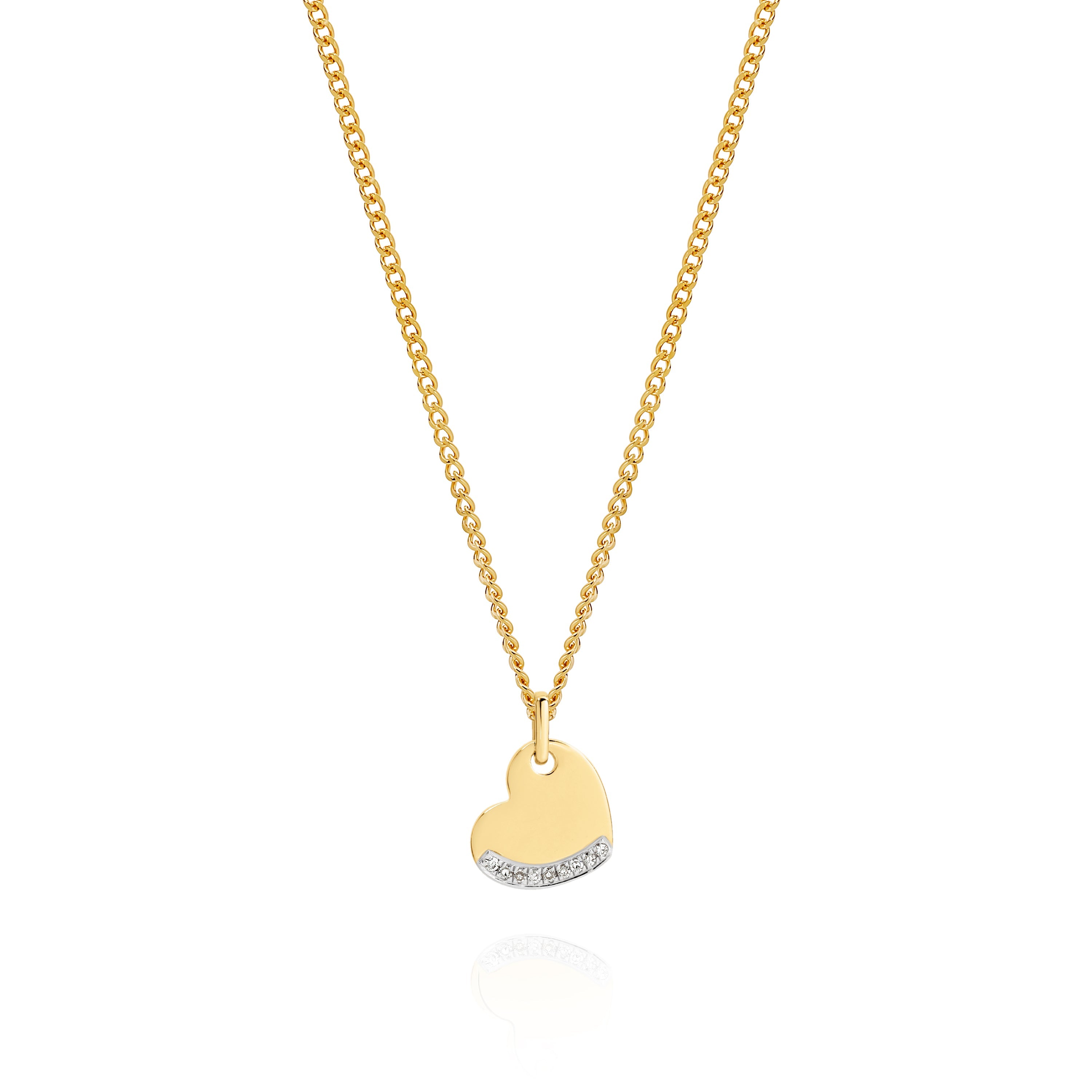 9ct 0.03ct diamond engravable heart pendant