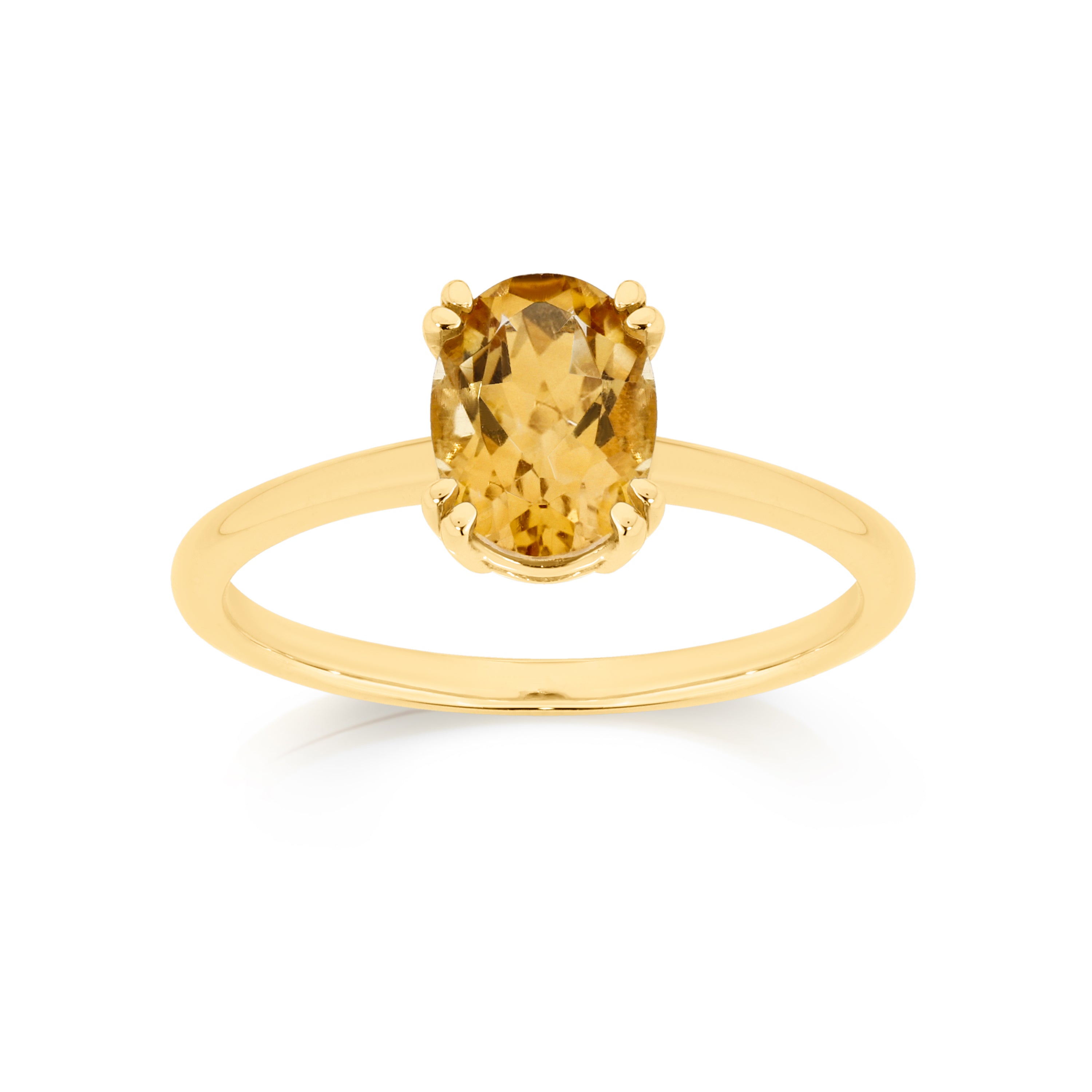 9ct 8x6mm oval citrine solitaire