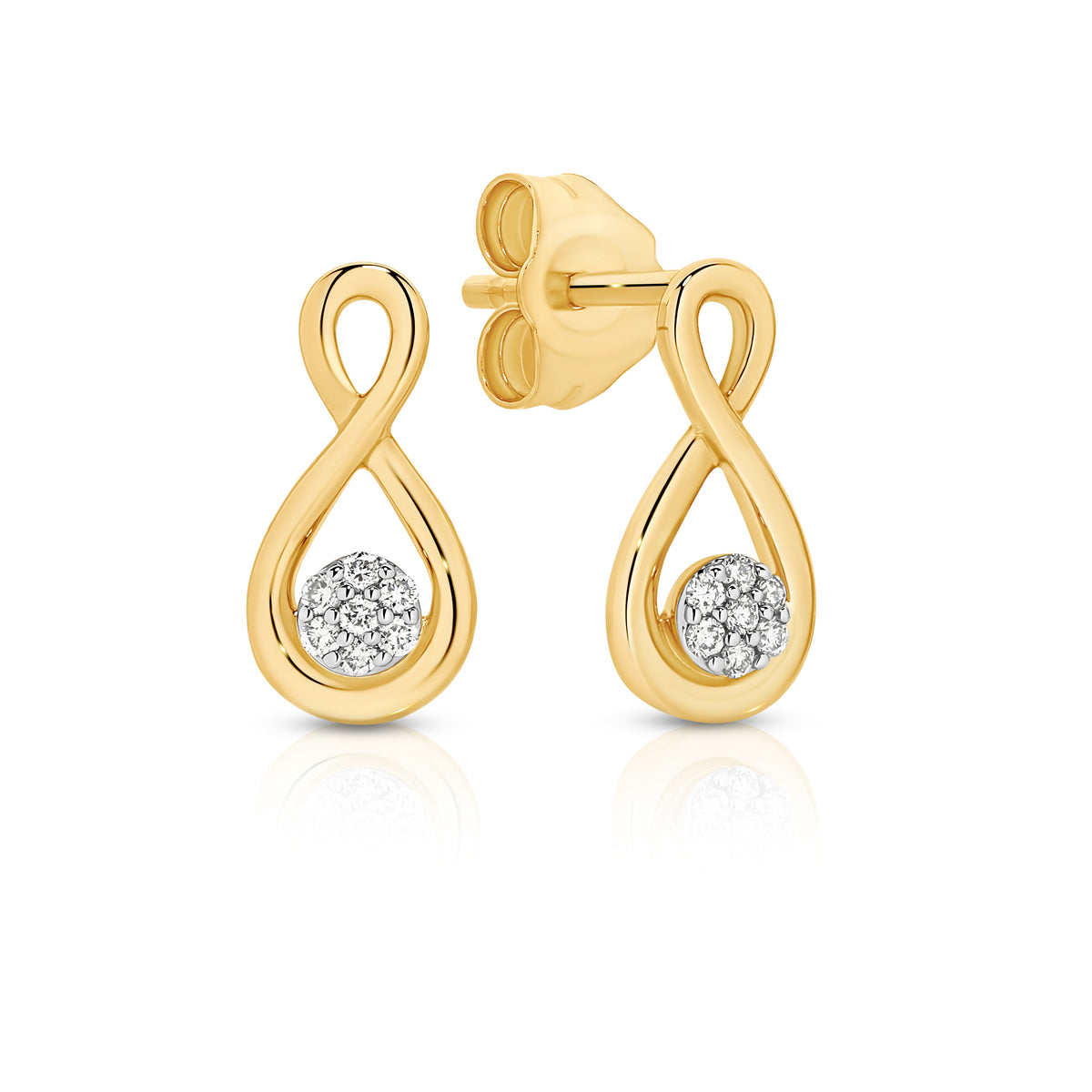 9ct Yellow Gold 0.04ct multistone cluster infinity stud earrings