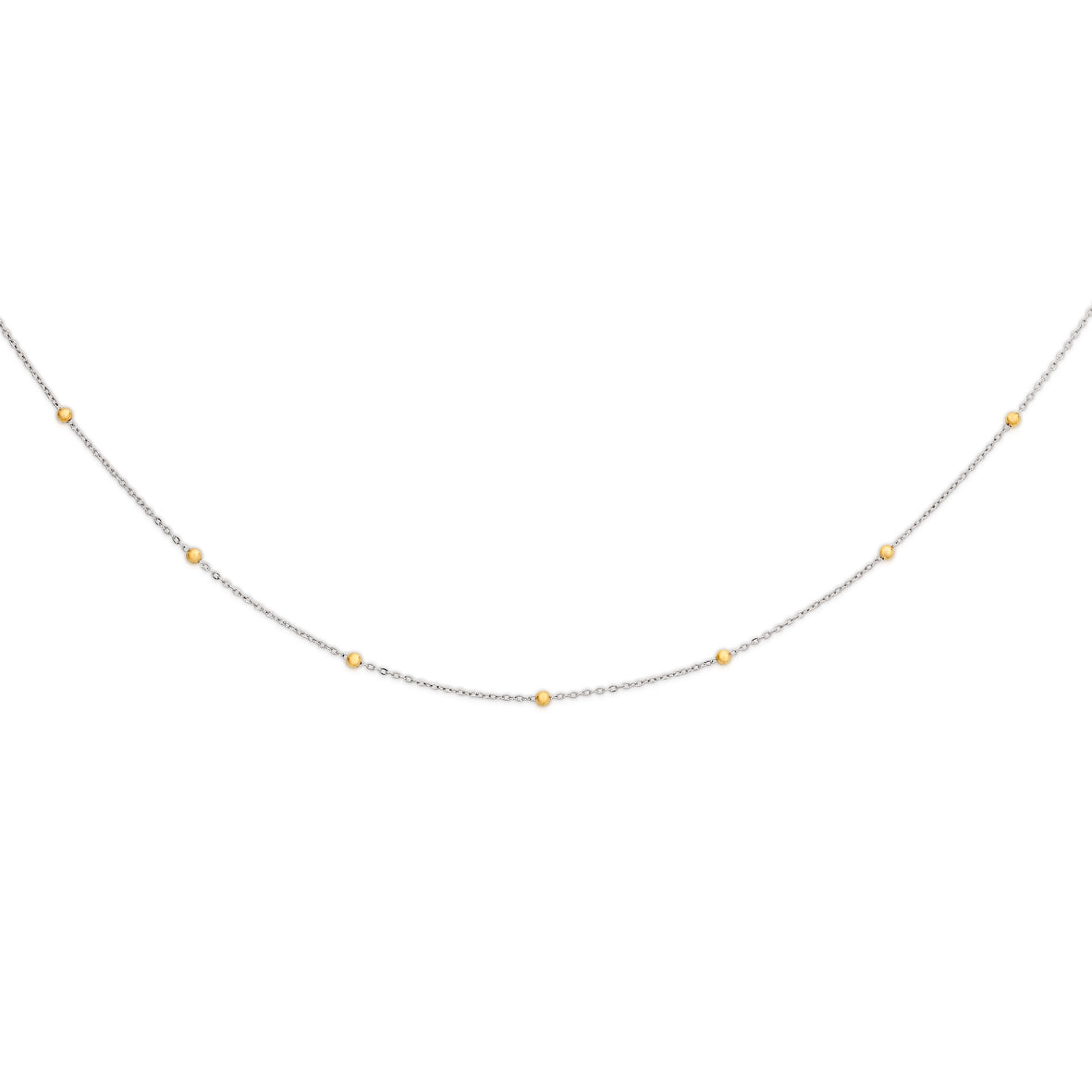9ct white & yellow gold ball necklet 45cm