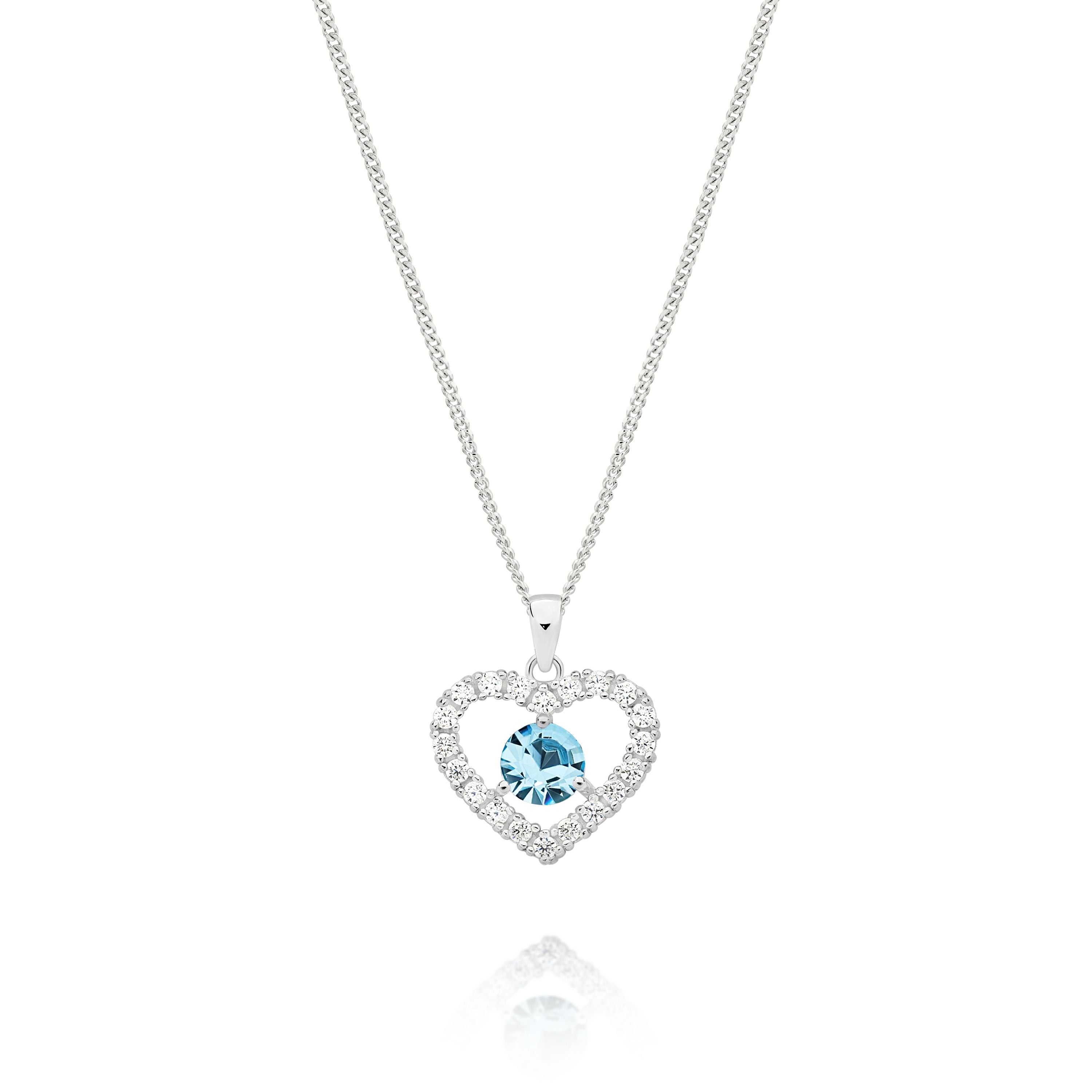 Sterling Silver MARCH Birthstone Pendant