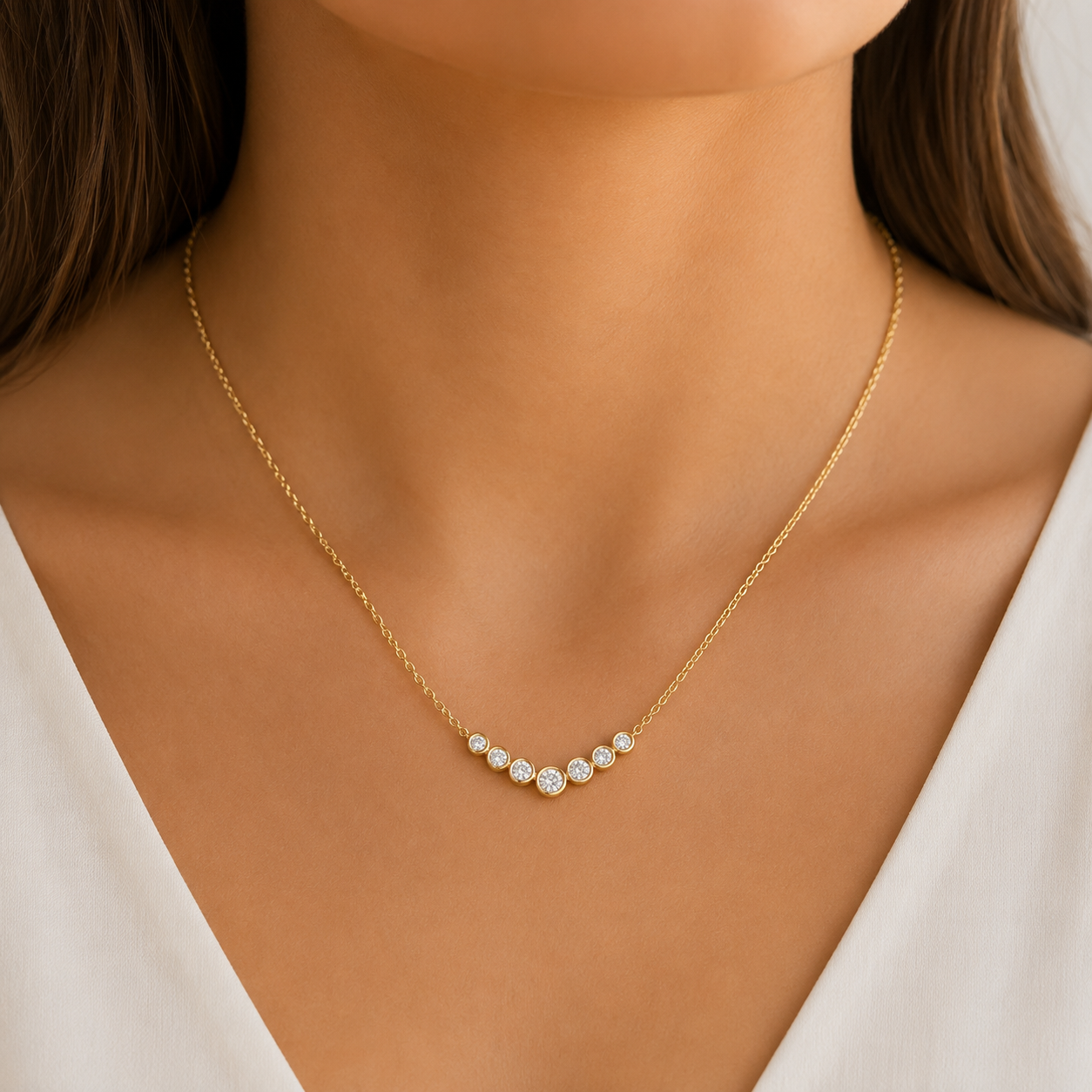 9ct Yellow Gold 0.50ct Bezel Set Lab Grown Diamond Necklet