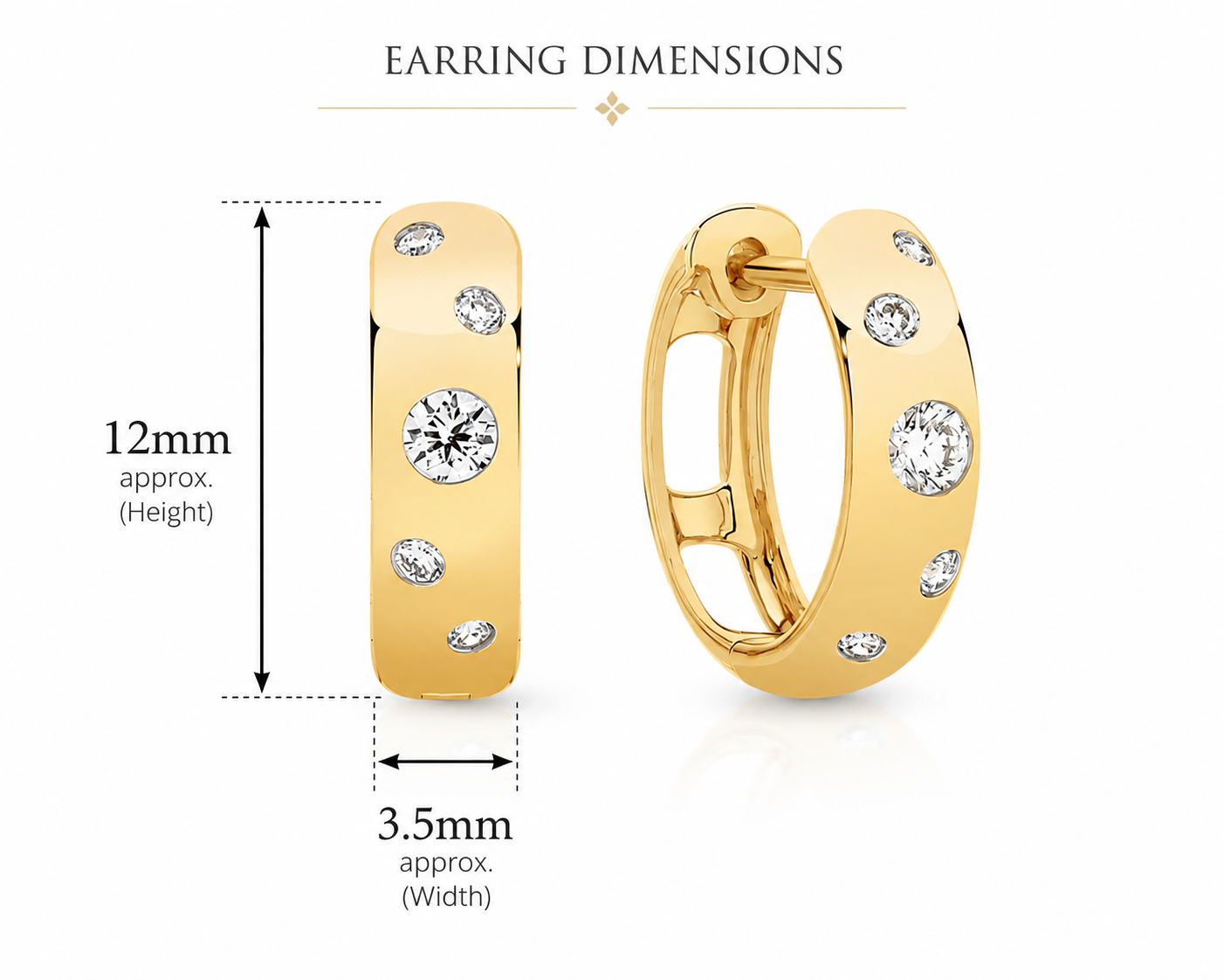9ct yellow gold 0.20ct lab grown diamond scatter pressure-set earrings