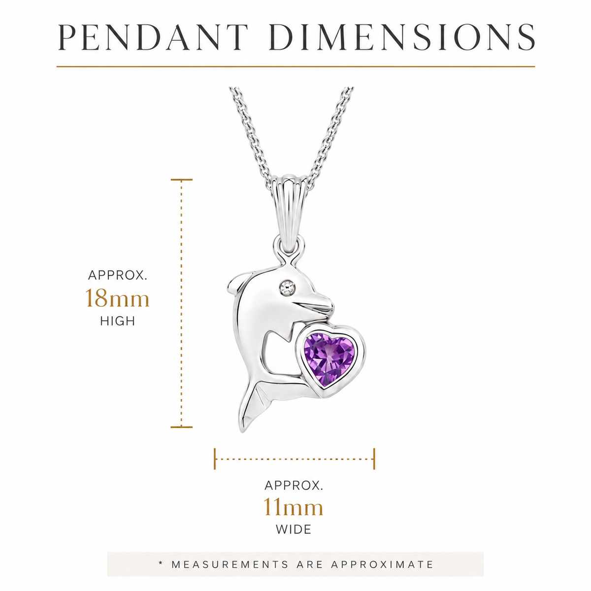 Sterling Silver Dolphin and Amethyst Heart Pendant