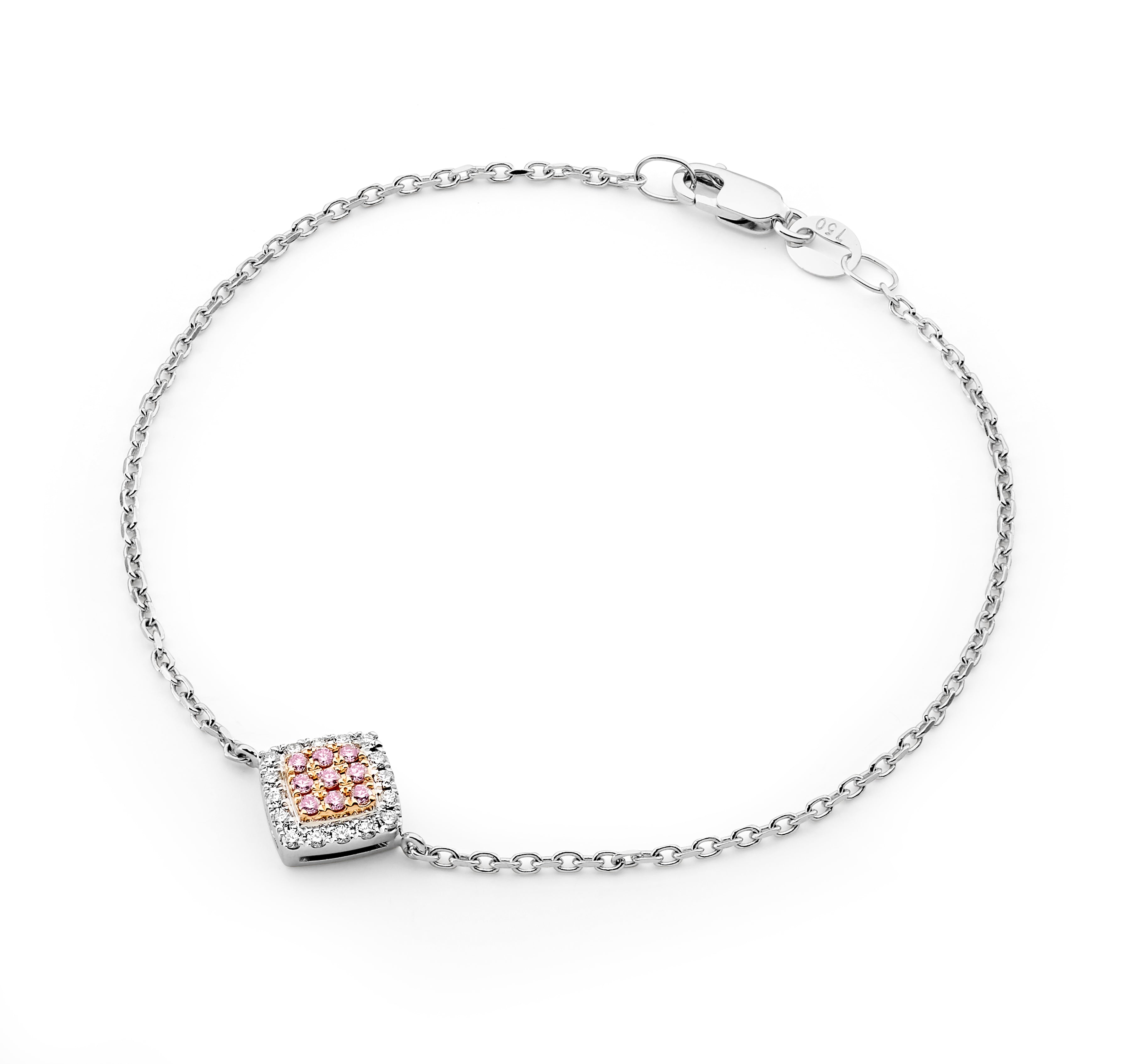 18ct white gold diamond shape Pink Diamond bracelet