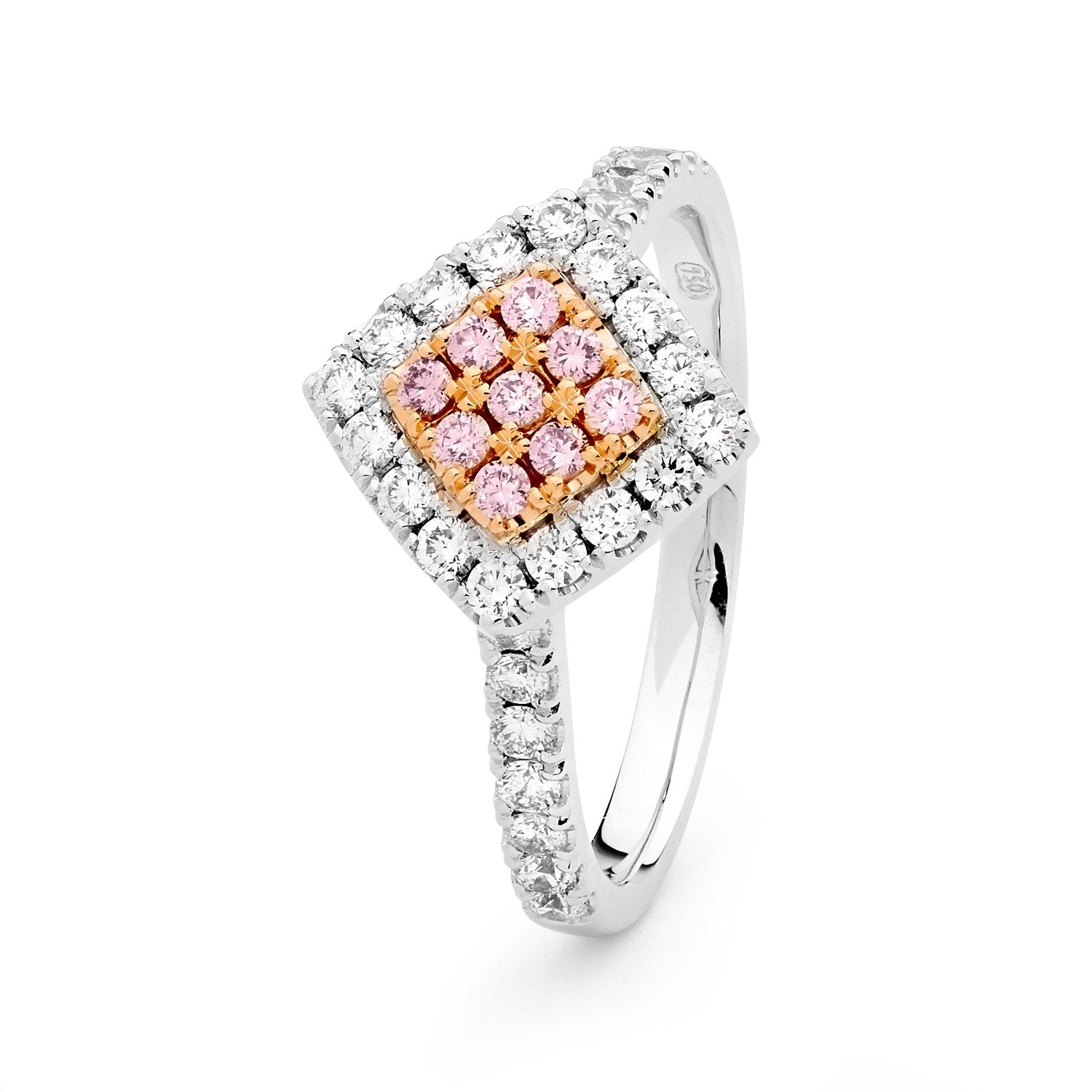 18ct white gold diamond shape Pink diamond ring