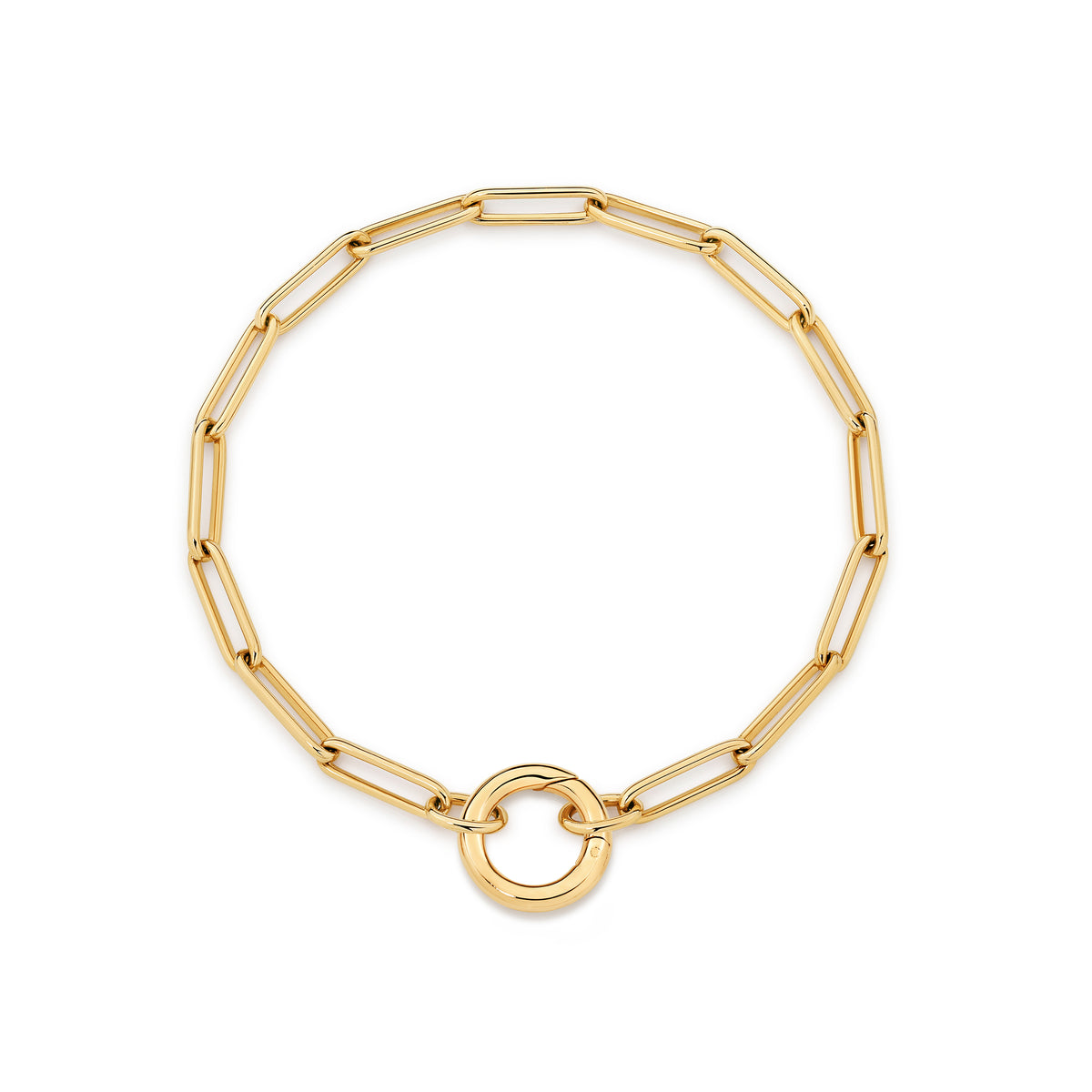 9ct yellow gold solid flat paperclip link bracelet with round invisible clasp 19cm
