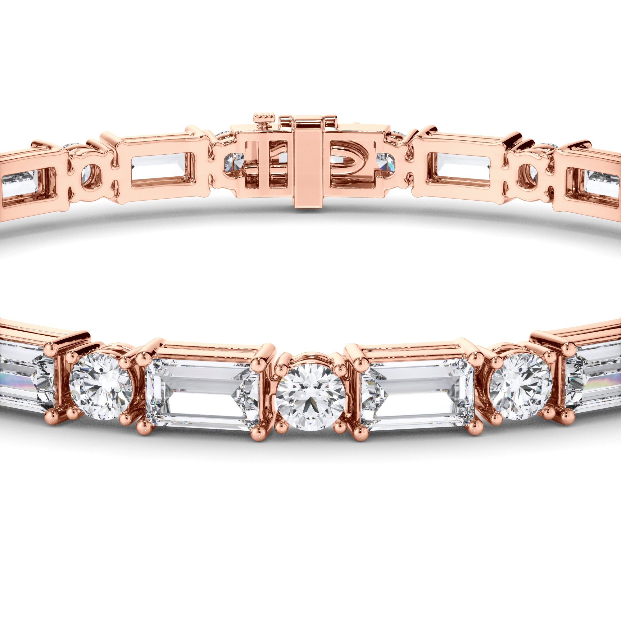 Baguette & Round Brilliant Cut Laboratory Grown Diamond Tennis Bracelet