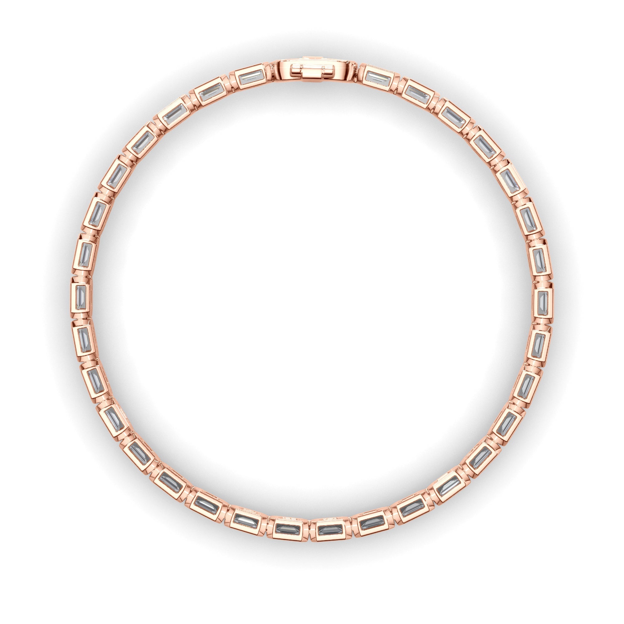 Emerald Cut Natural Mined Diamond Bezel Set Tennis Bracelet