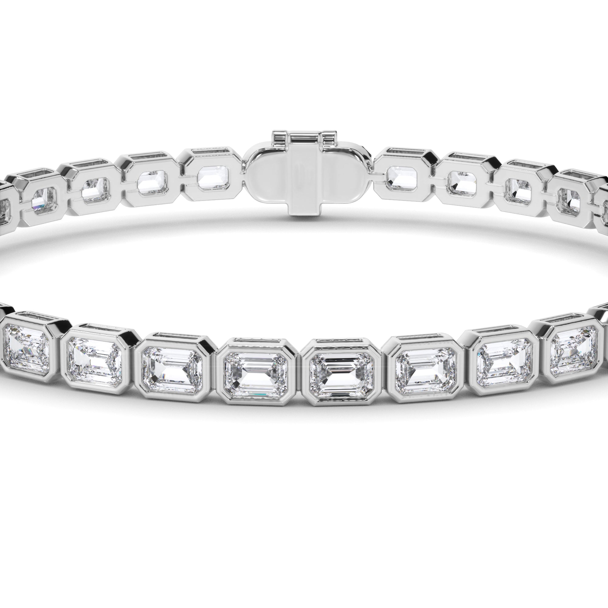Emerald Cut Laboratory Grown Diamond Tennis Bracelet