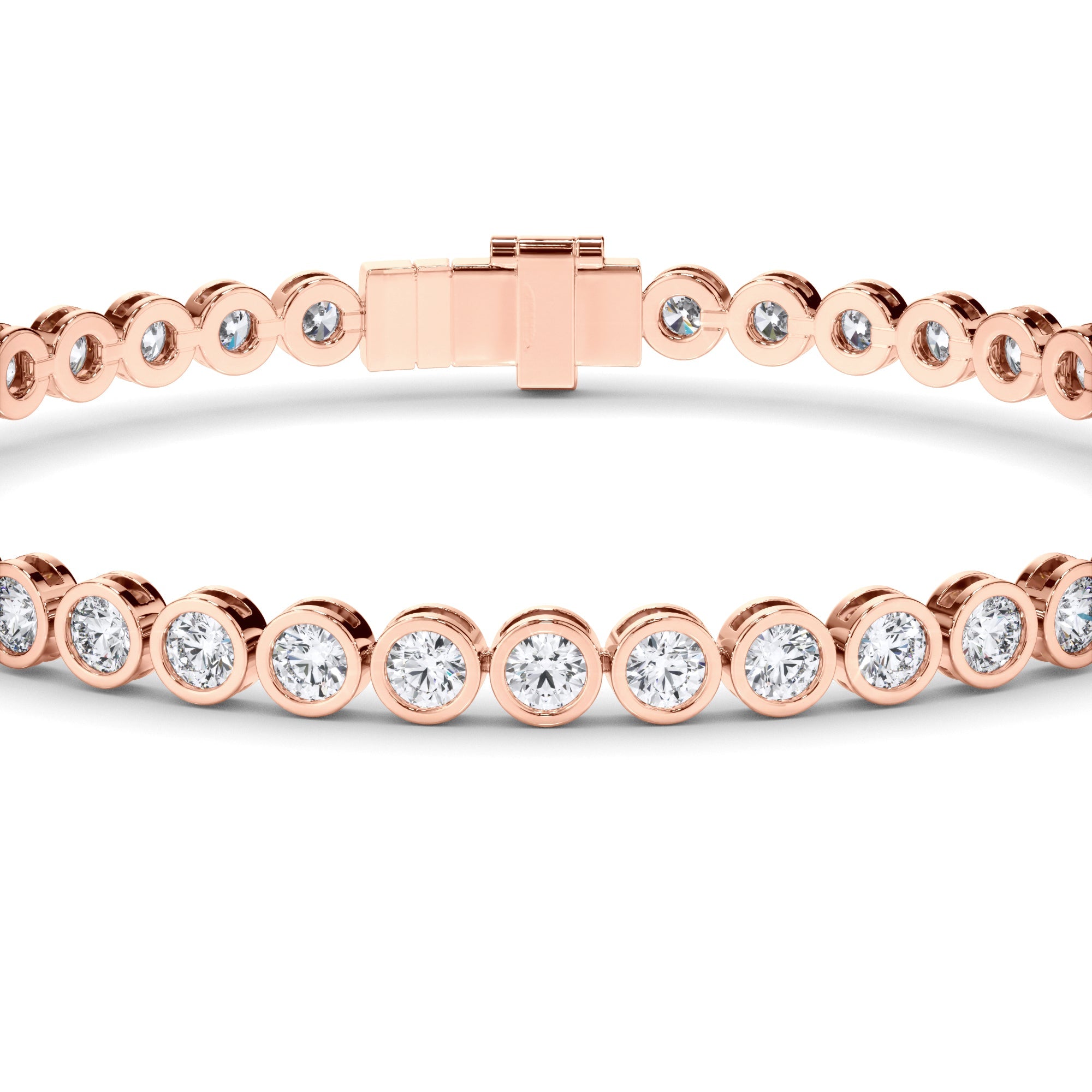 Round Brilliant Cut Laboratory Grown Diamond Bezel Set Tennis Bracelet