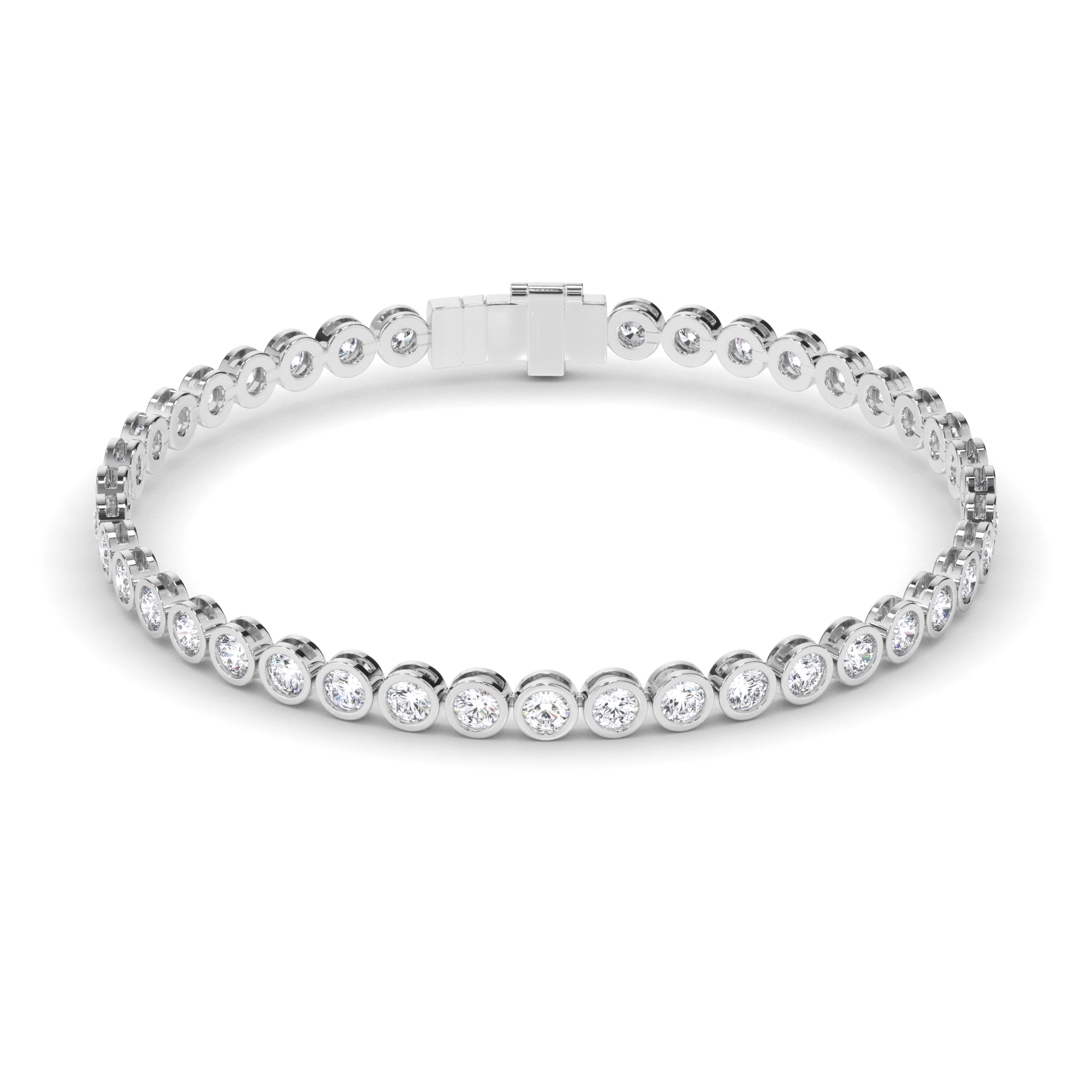 Round Brilliant Cut Natural Mined Diamond Bezel Set Tennis Bracelet