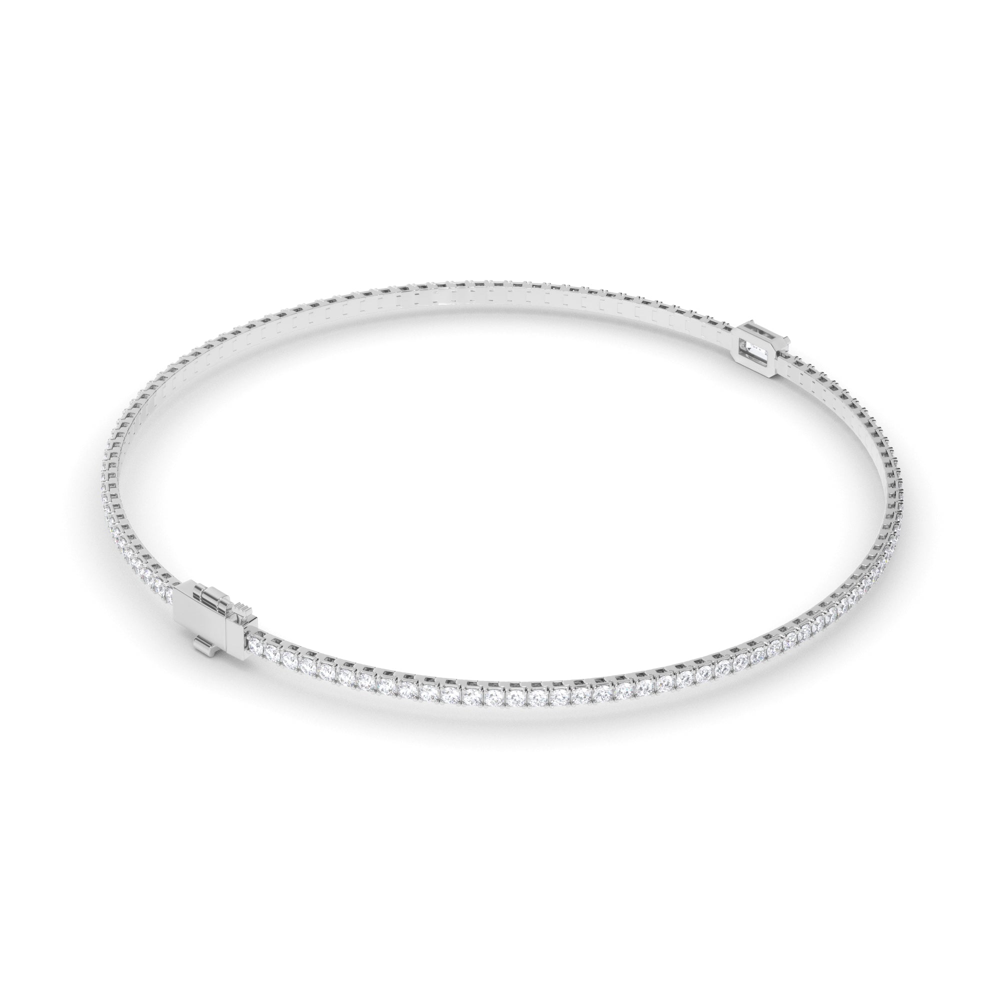 Emerald Cut Solitaire Natural Mined Diamond Tennis Bracelet