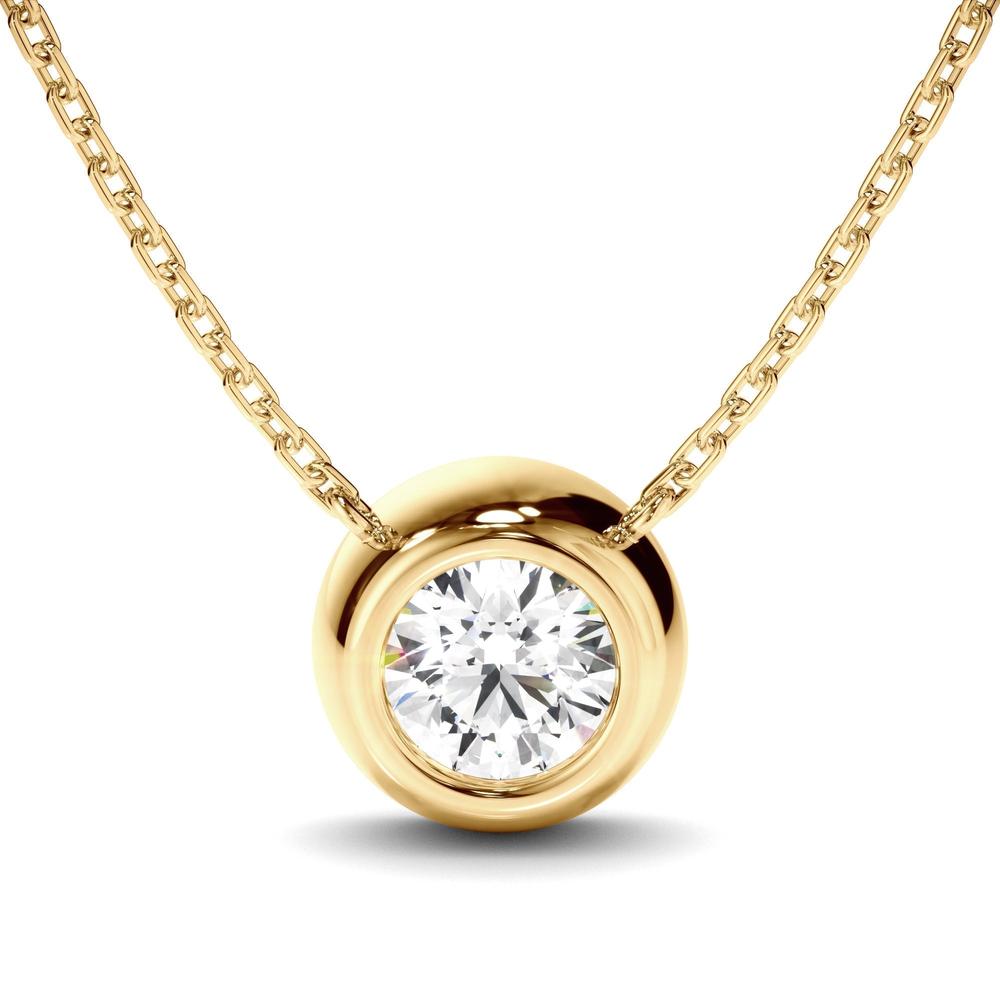 Round Brilliant Cut Diamond Bezel Set Necklet