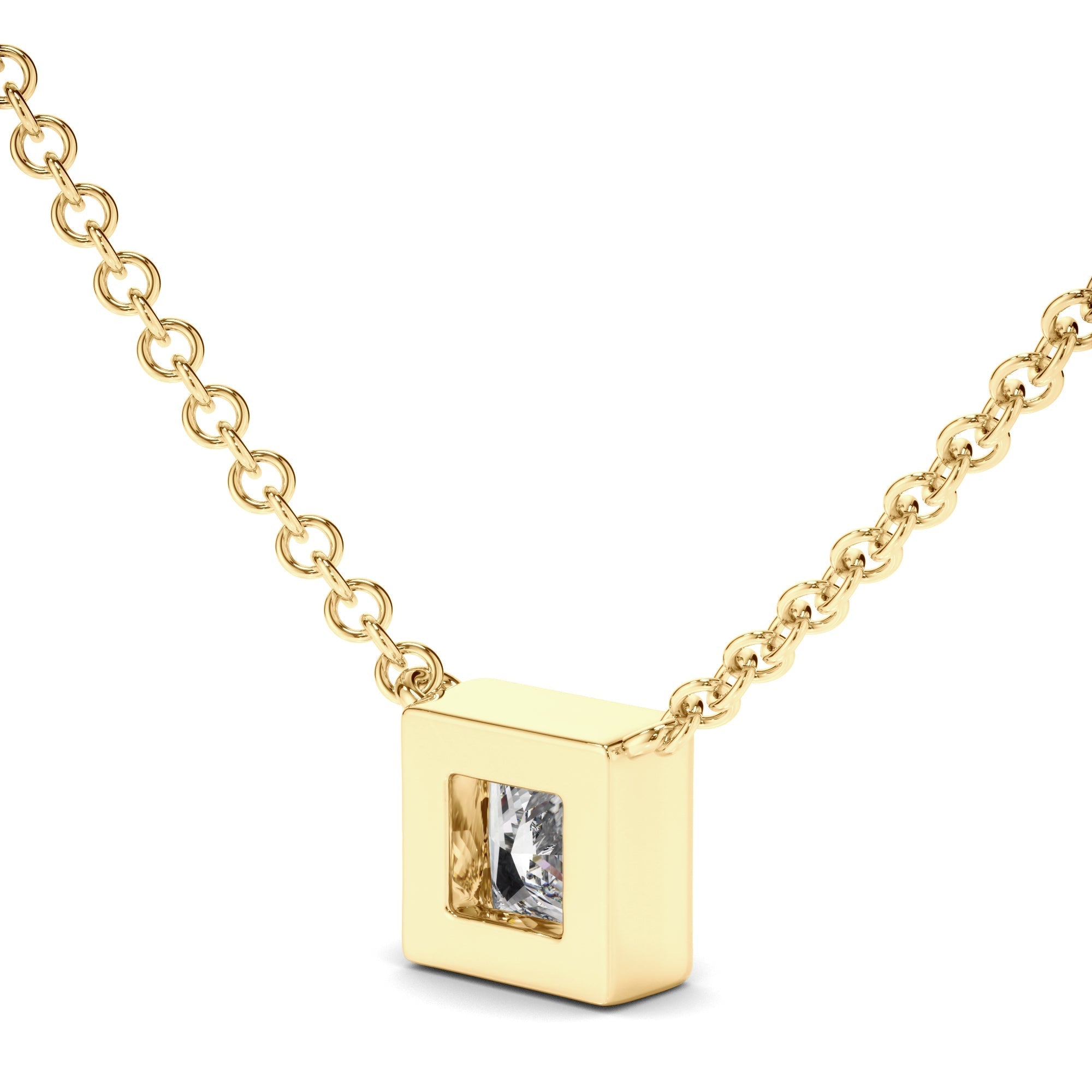 Princess Cut Diamond Bezel Set Necklet