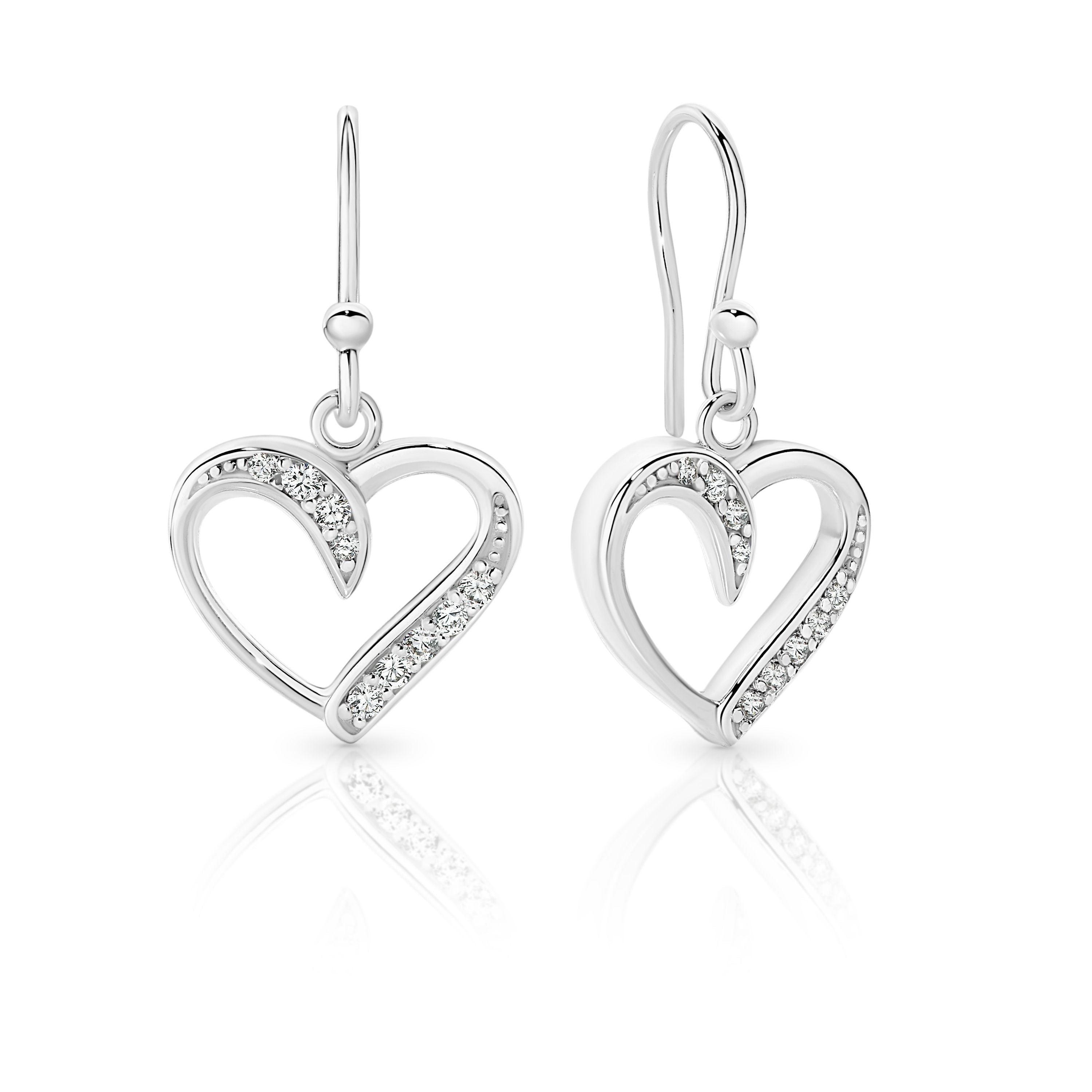 Sterling Silver Cubic Zirconia Heart Earrings