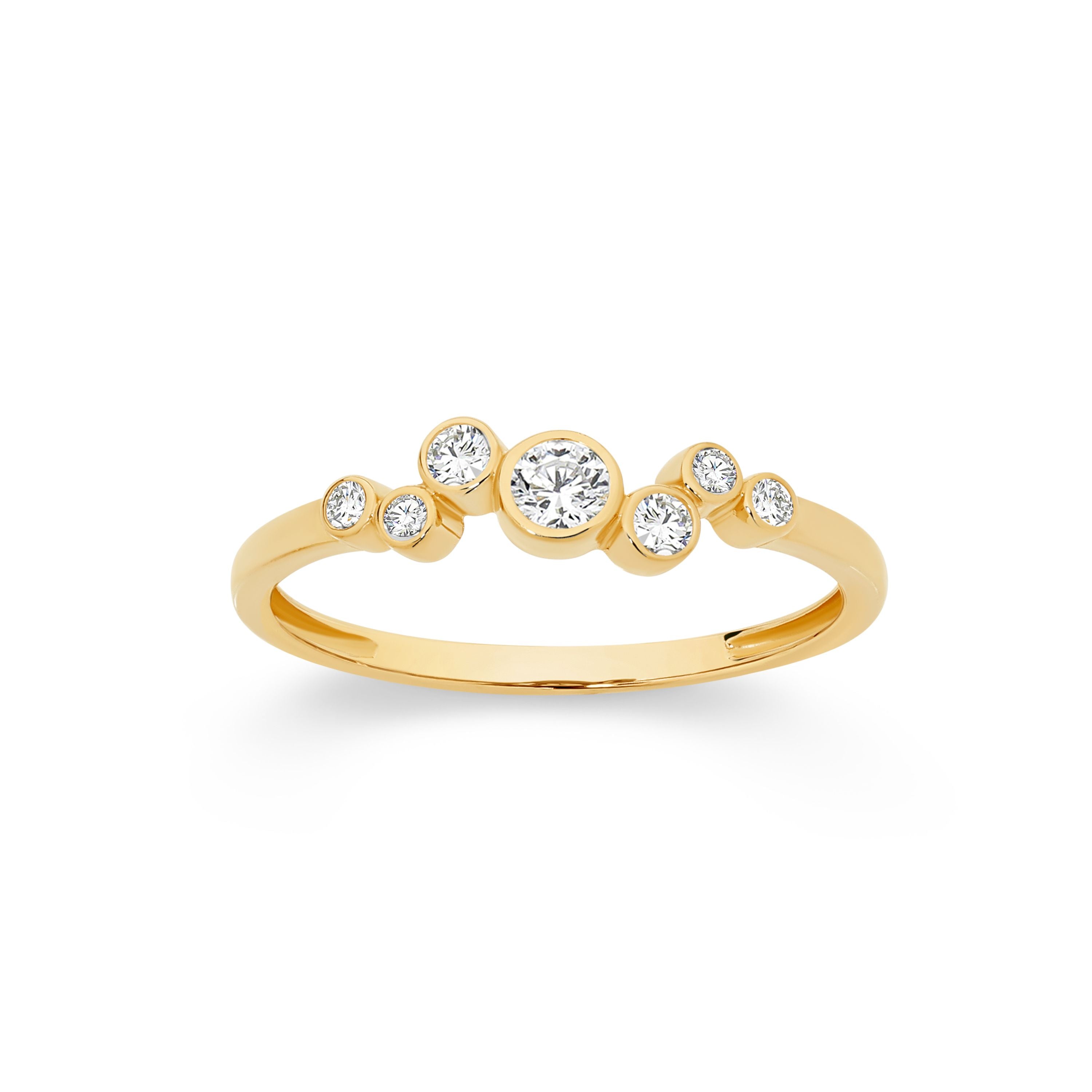 9ct Yellow Gold CZ Scatter Ring