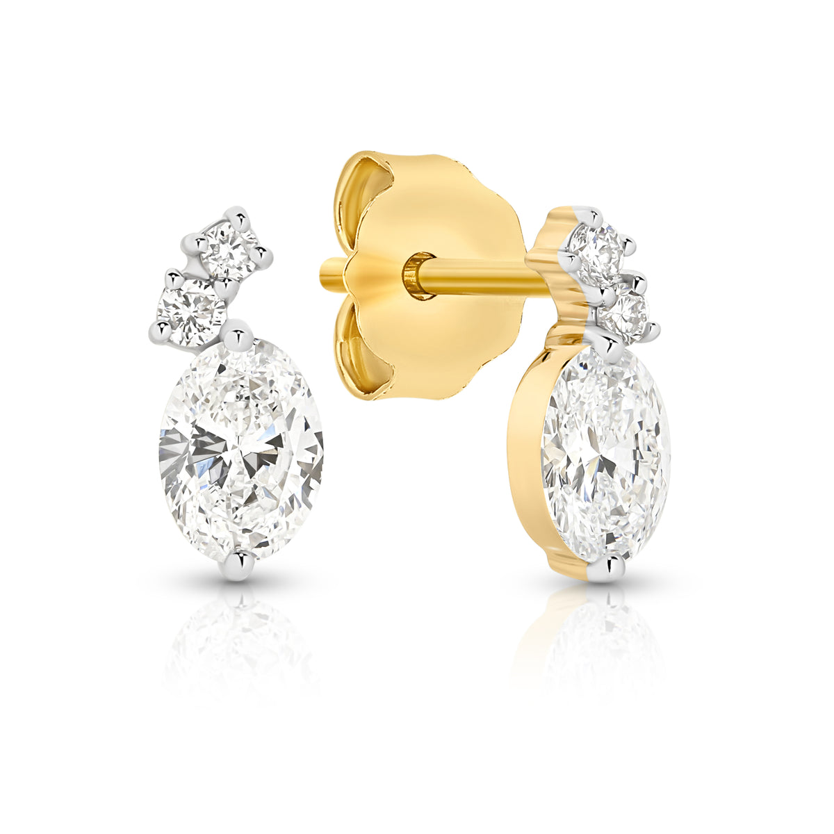 9ct yellow gold 0.65ct lab diamond scatter stud earrings