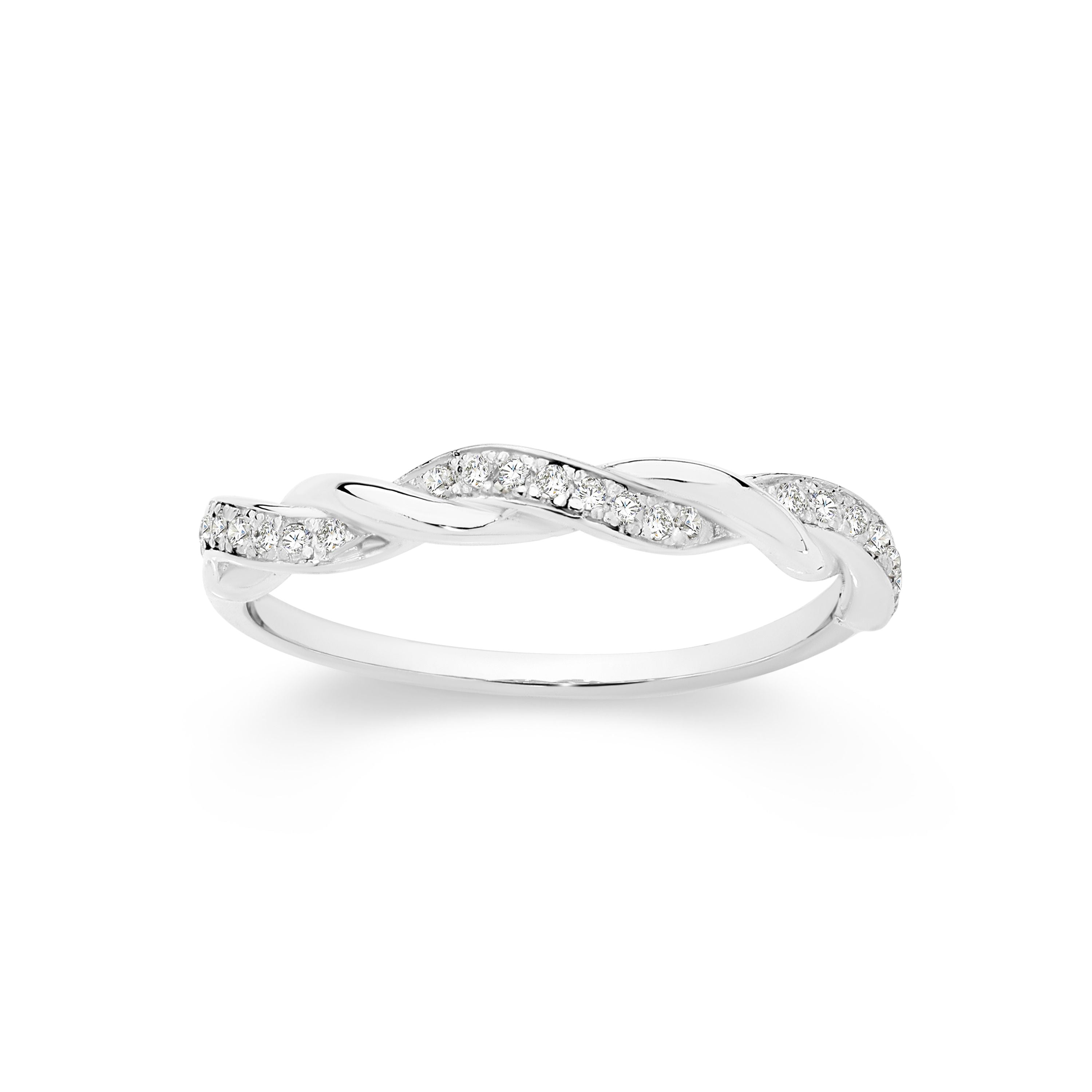 Sterling Silver Rope Twist Cubic Zirconia Ring