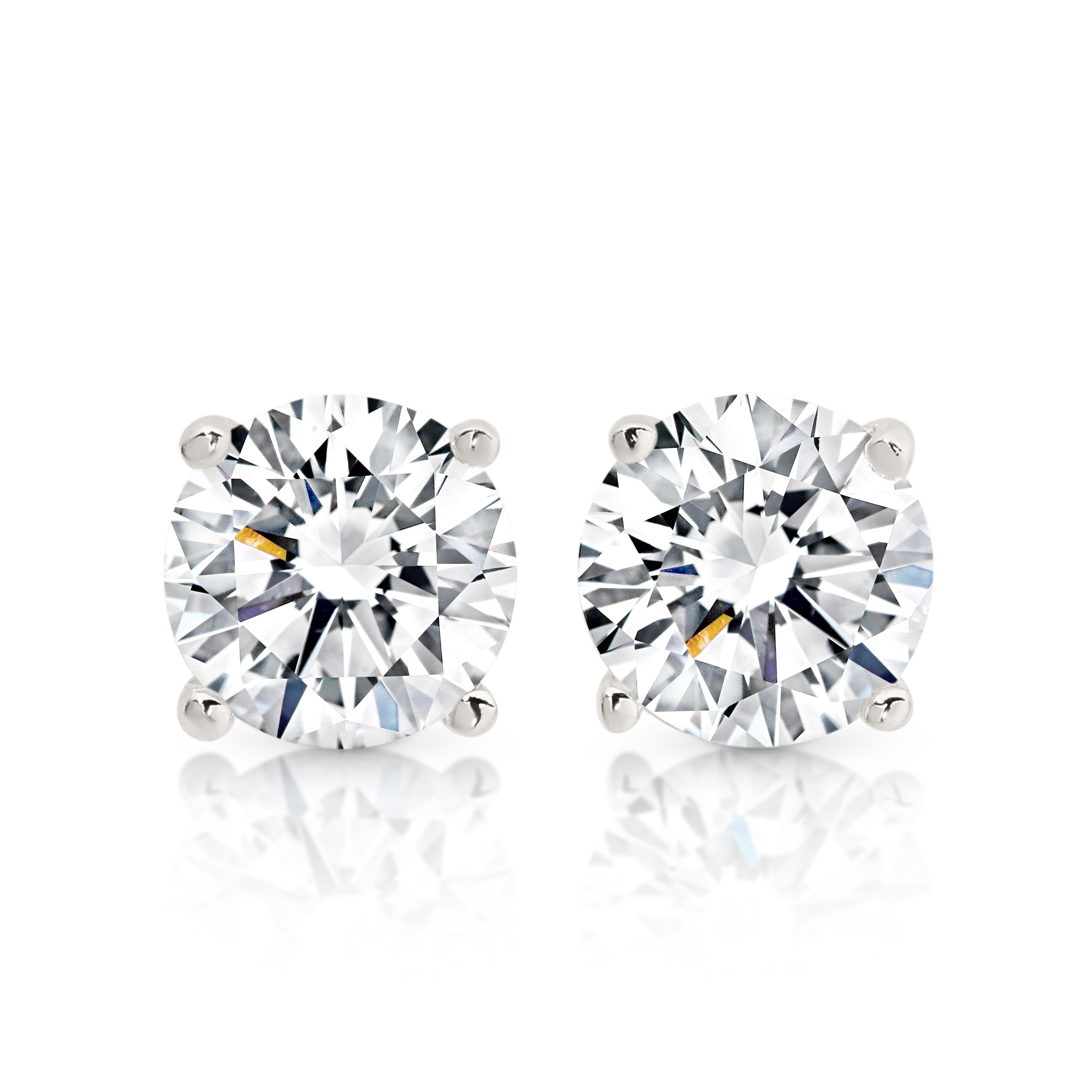 Sterling Silver 6mm round cubic zirconia stud earrings
