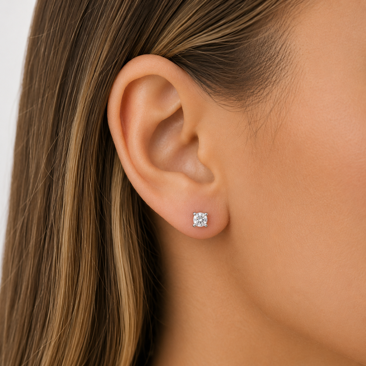 Sterling Silver 6mm round cubic zirconia stud earrings