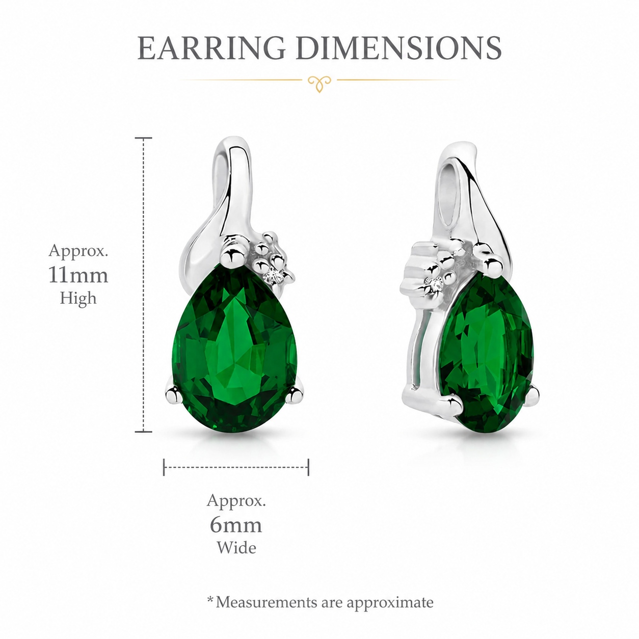 Sterling Silver Created Emerald and Diamond Stud Earrings