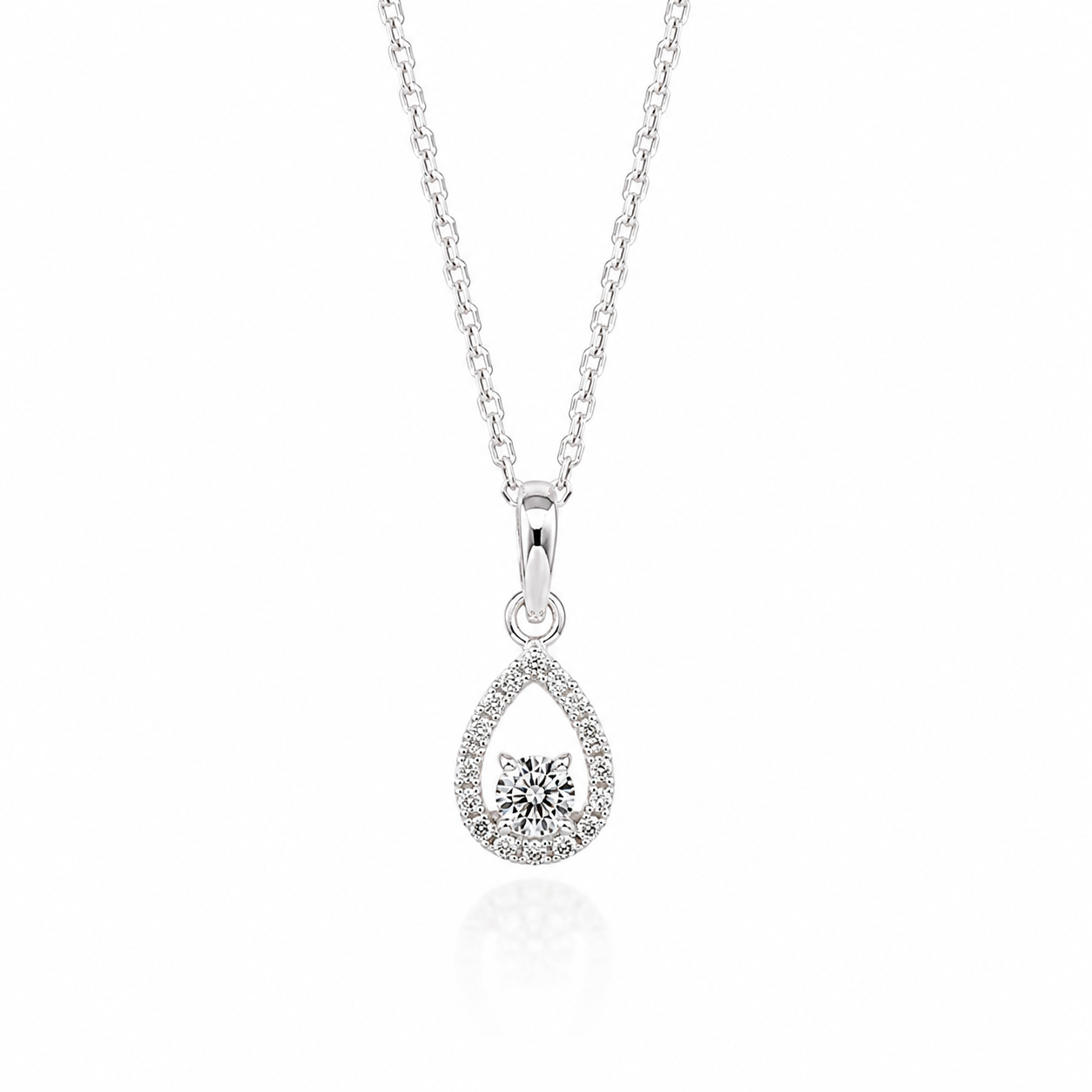 Sterling Silver Cubic Zirconia Pear Shaped Pendant with 45cm Chain