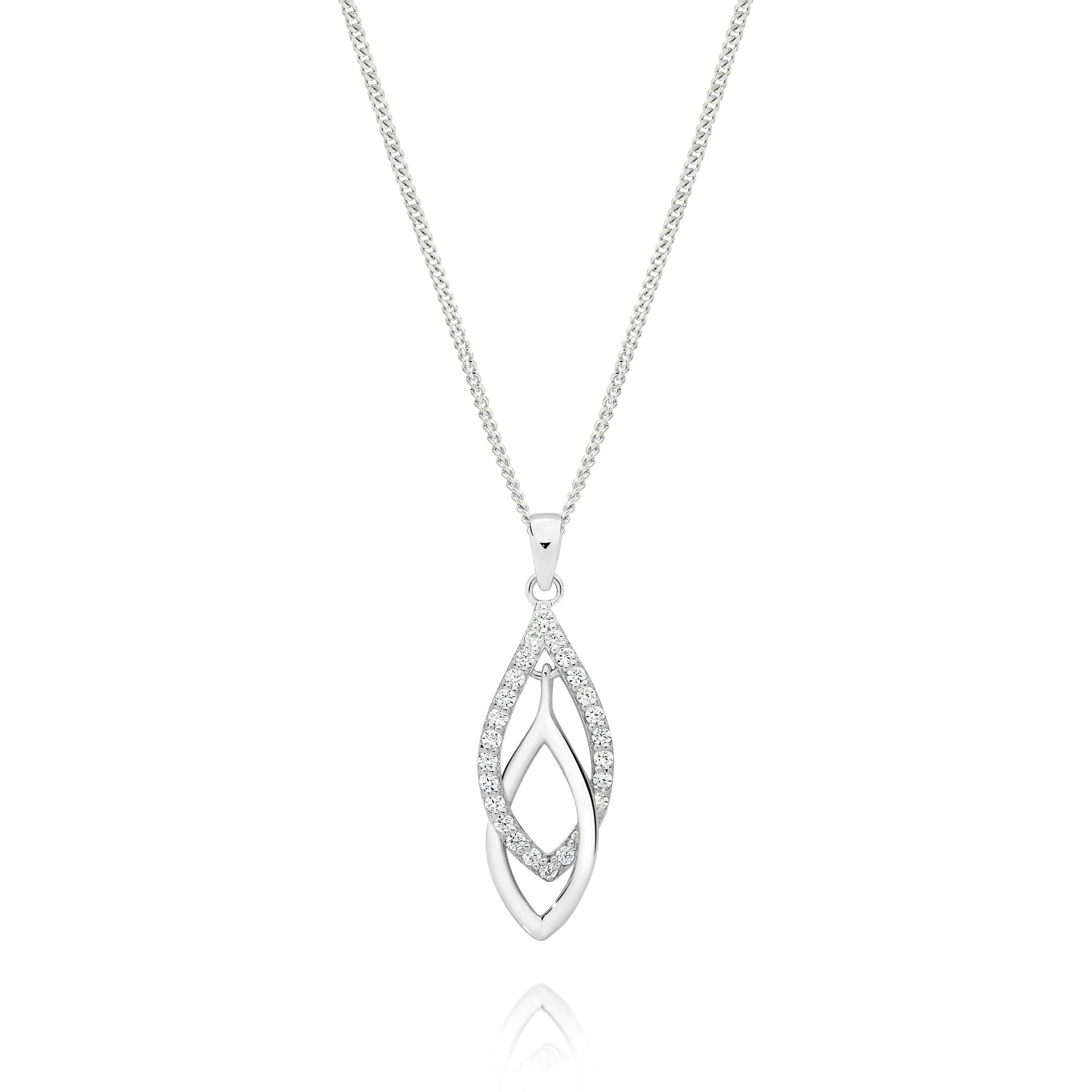 Sterling Silver Double Drop Cubic Zirconia Pendant