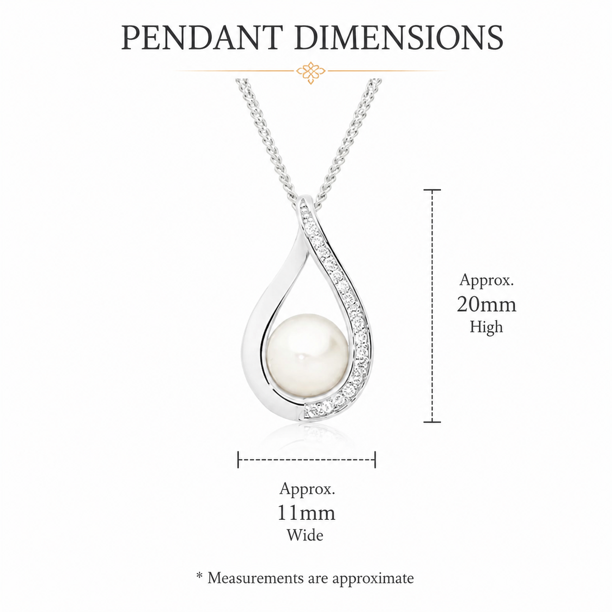 Sterling Silver Freshwater Pearl Cubic Zirconia Flame Slider Pendant
