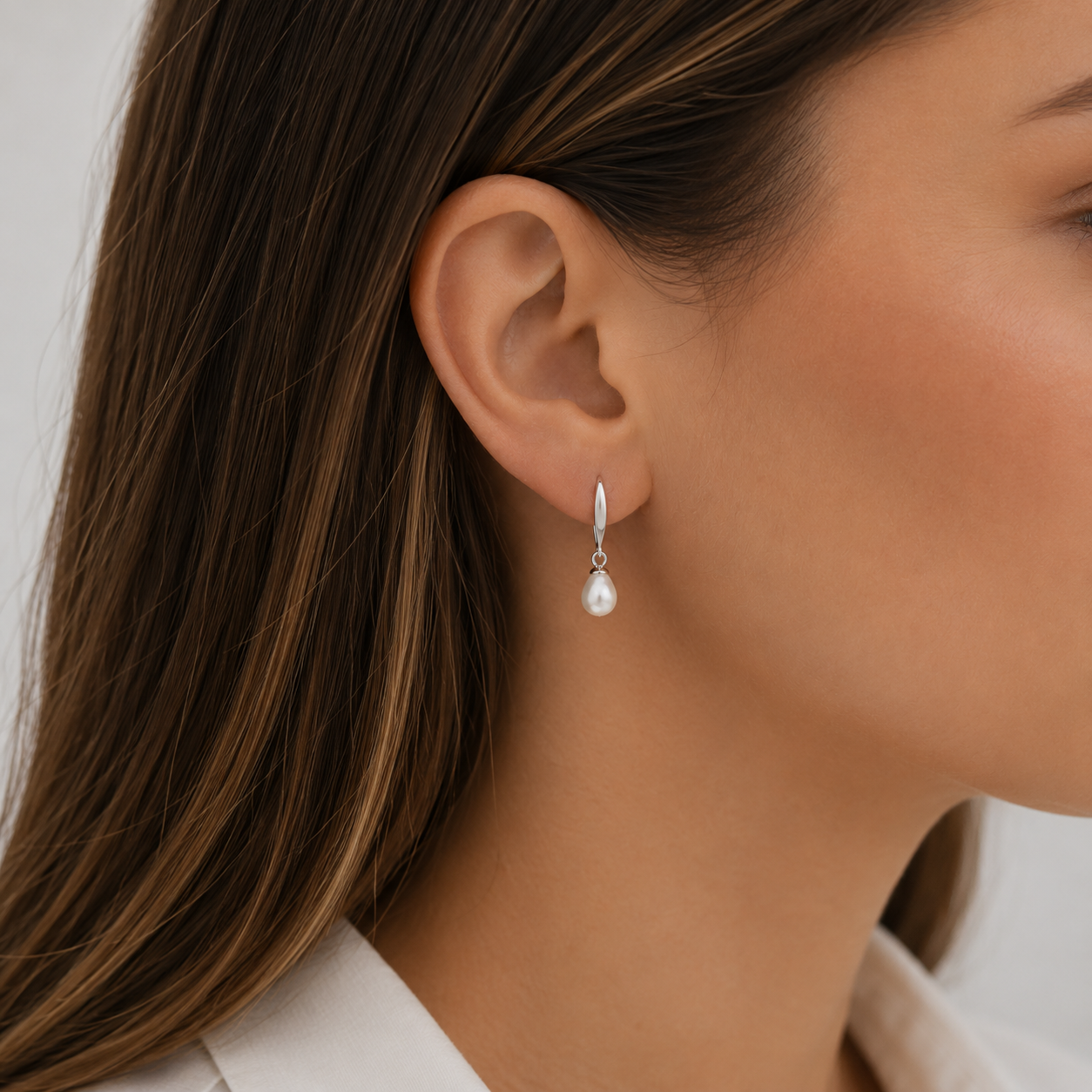 Sterling Silver Freshwater Pearl Shepard Hook Drop Earrings