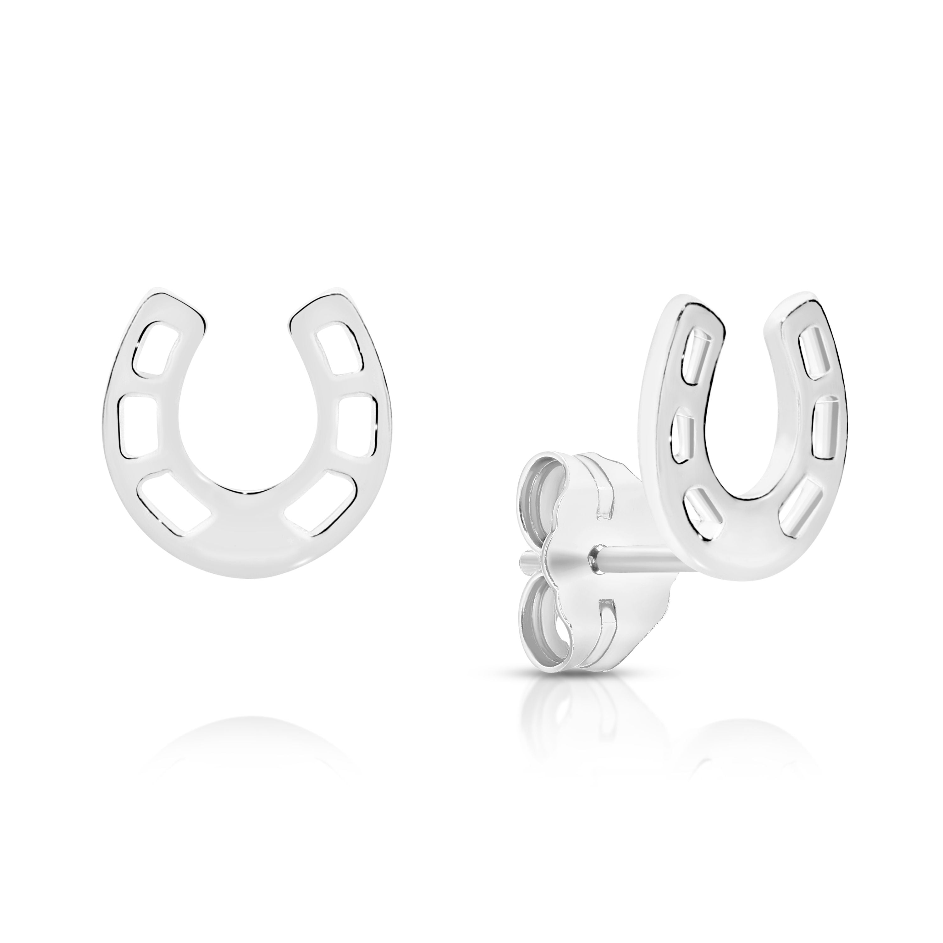 Sterling Silver Horseshoe Stud Earrings
