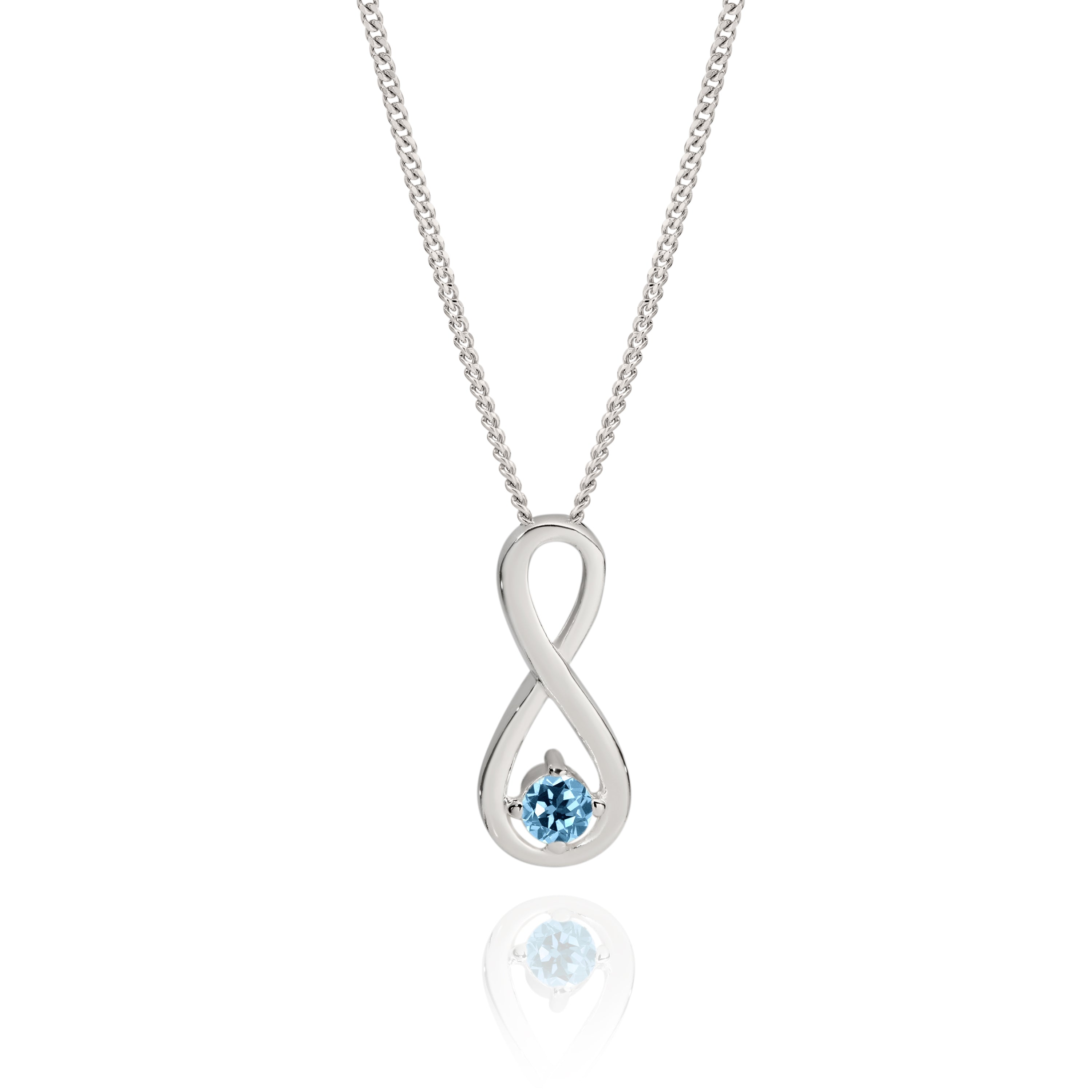 Sterling Silver blue cubic zirconia infinity pendant