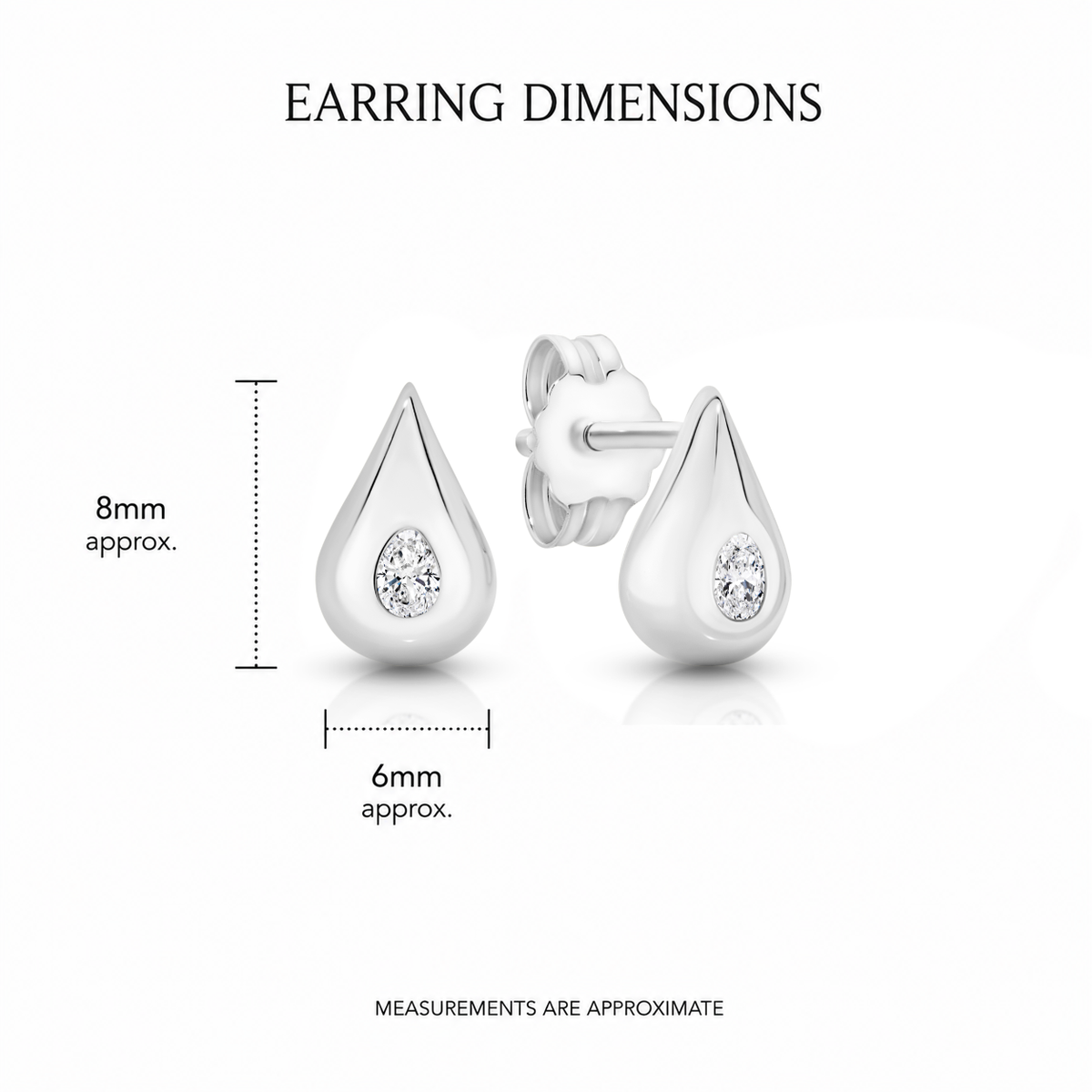 Sterling Silver cubic zirconia set teardrop stud earrings