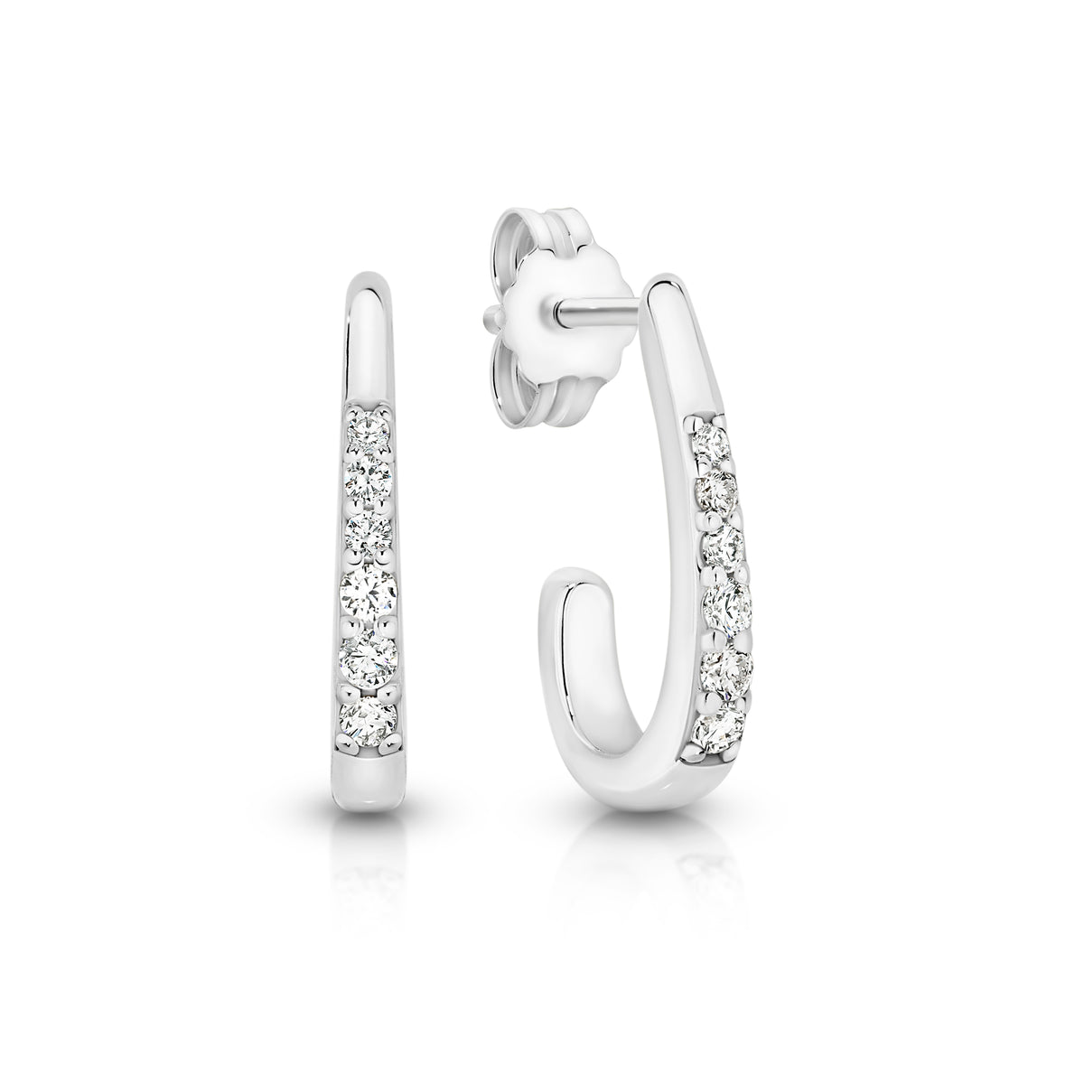 Sterling Silver cubic zirconia tapered loop stud earrings