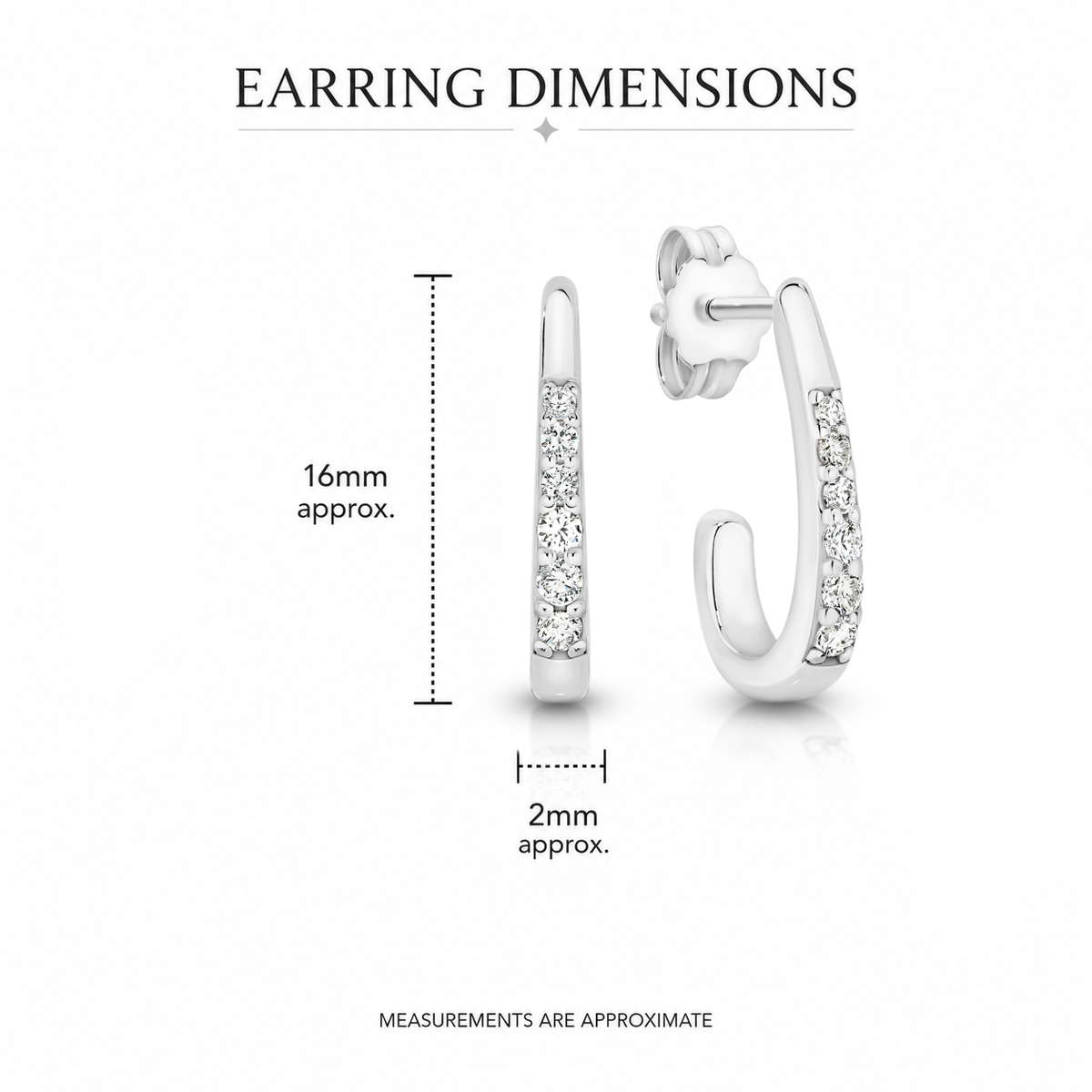 Sterling Silver cubic zirconia tapered loop stud earrings