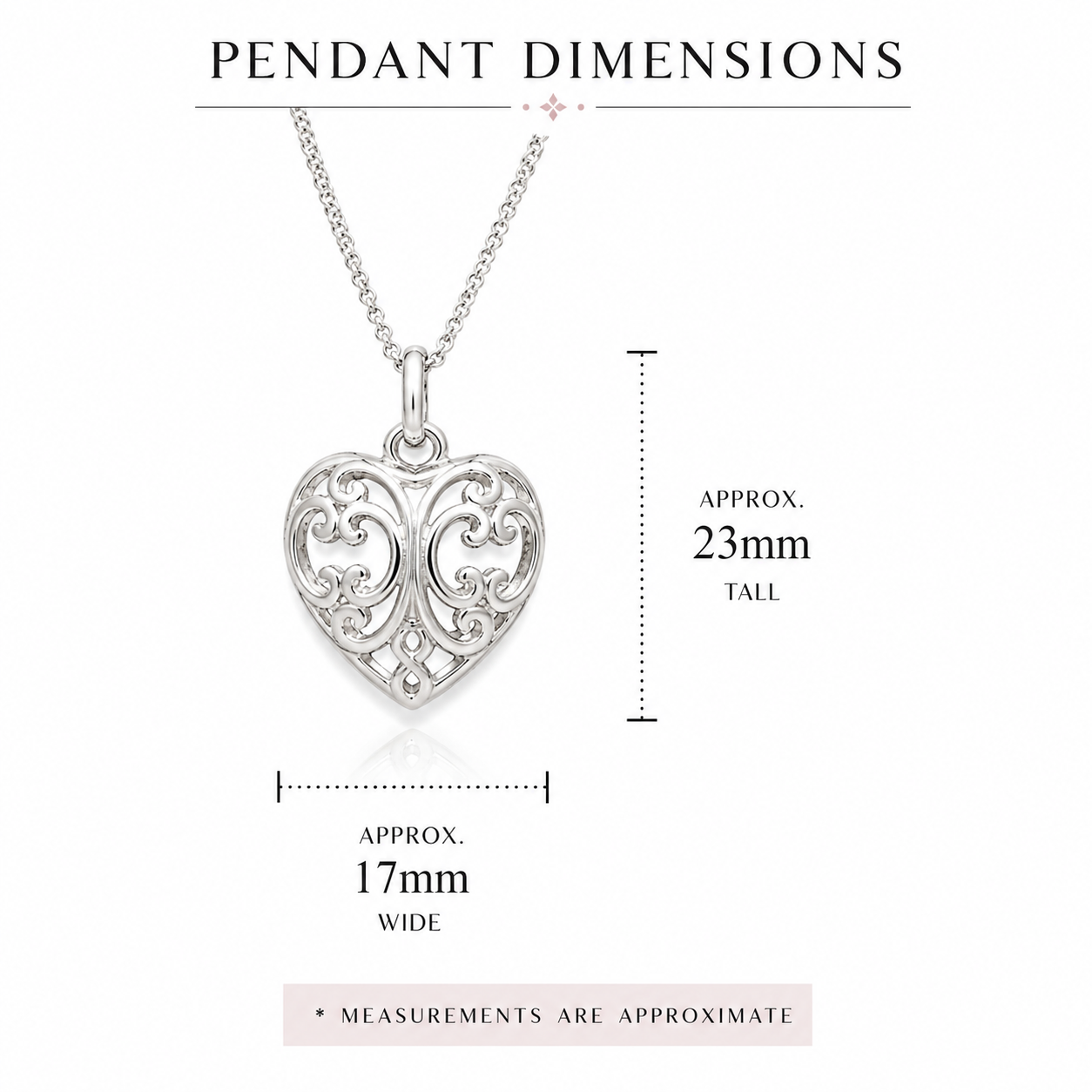 Sterling Silver filigree puffed heart pendant